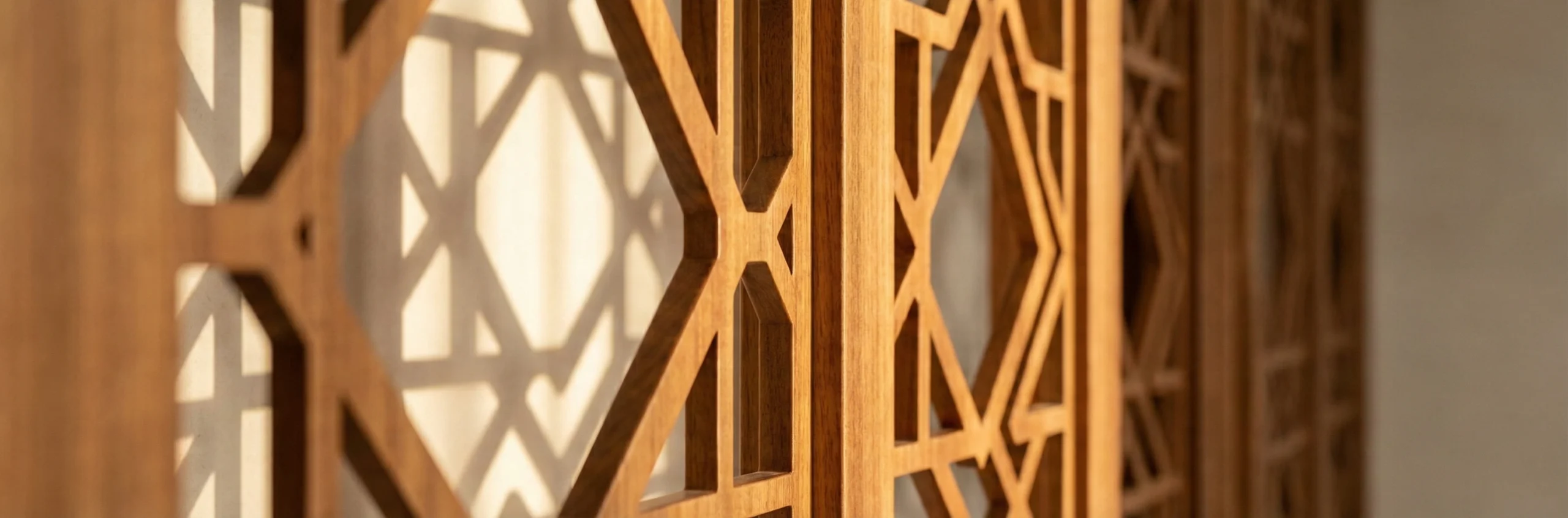 Arabic inspired wooden mashrabiya screen custom carpentry Dubai
