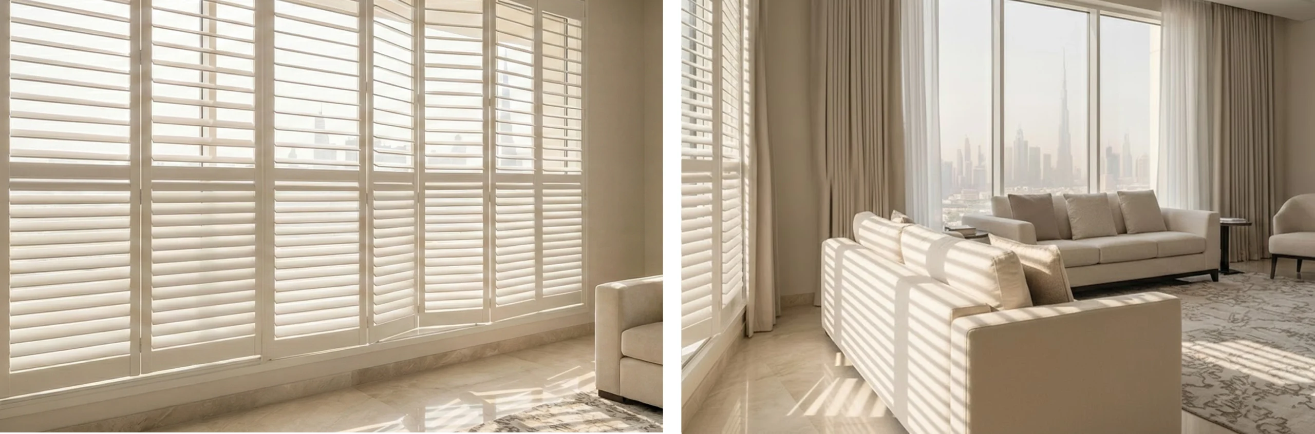 Custom plantation shutters window carpentry Dubai