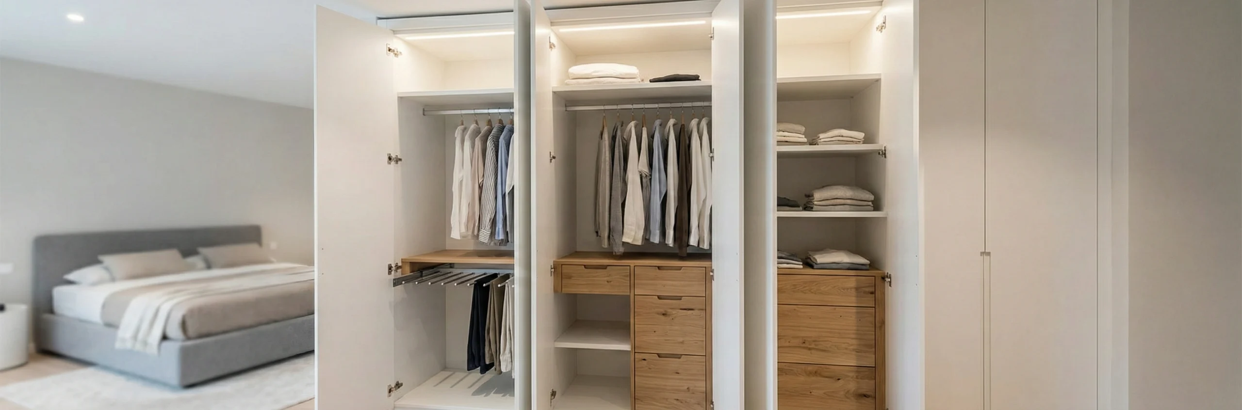 Built-in wardrobe with custom interior organization Dubai