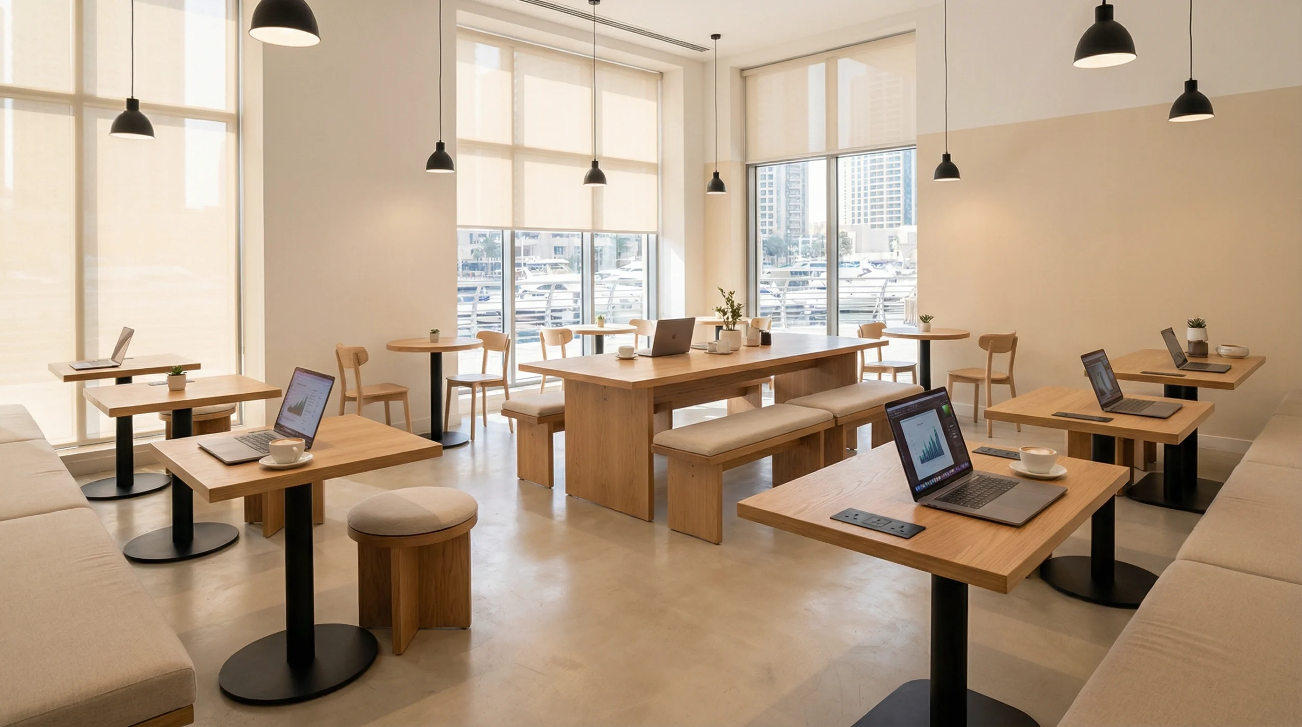 Commercial café custom furniture and carpentry Dubai Marina