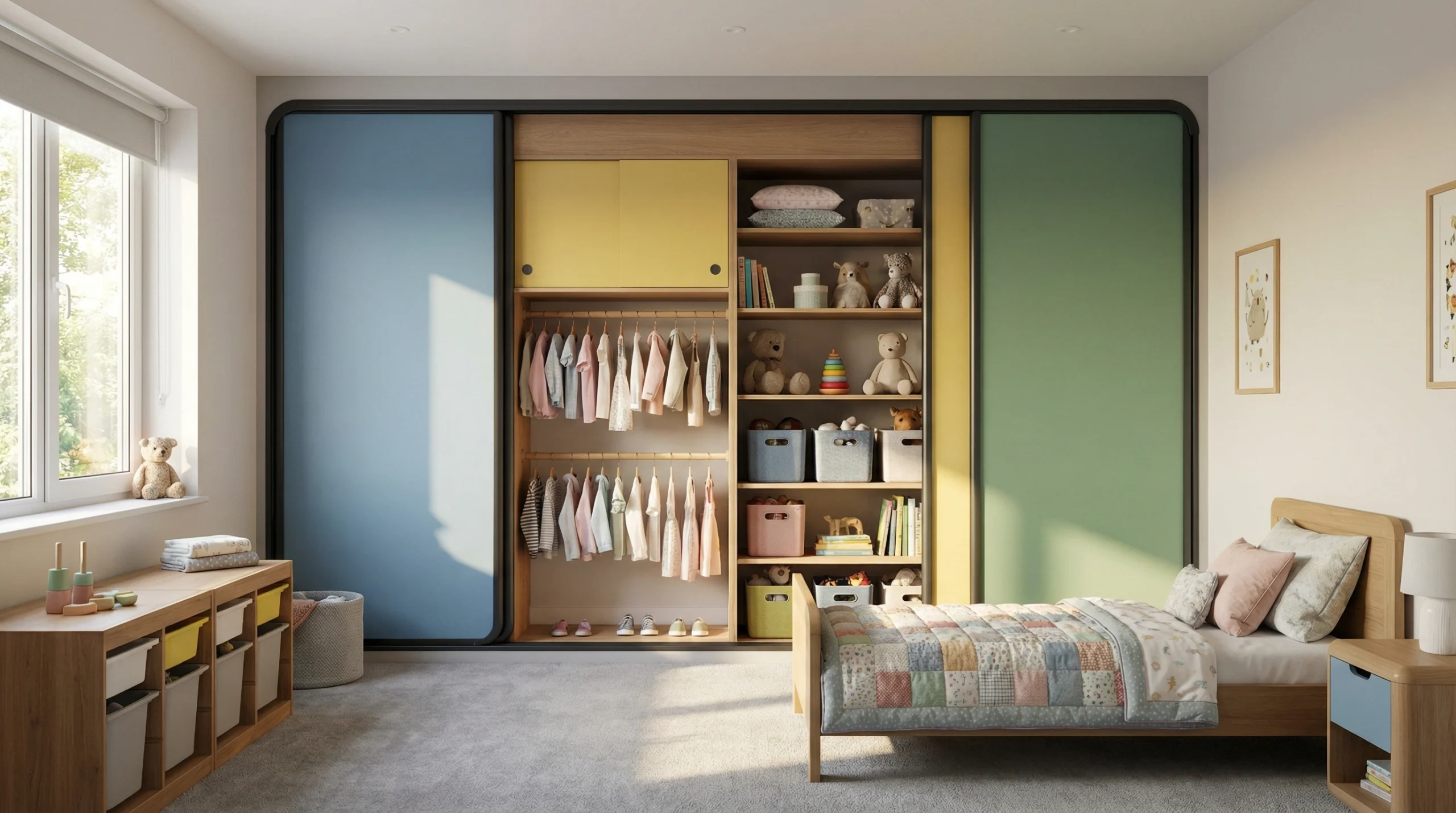 Children's sliding wardrobes Dubai with safe accessible design and bright colors