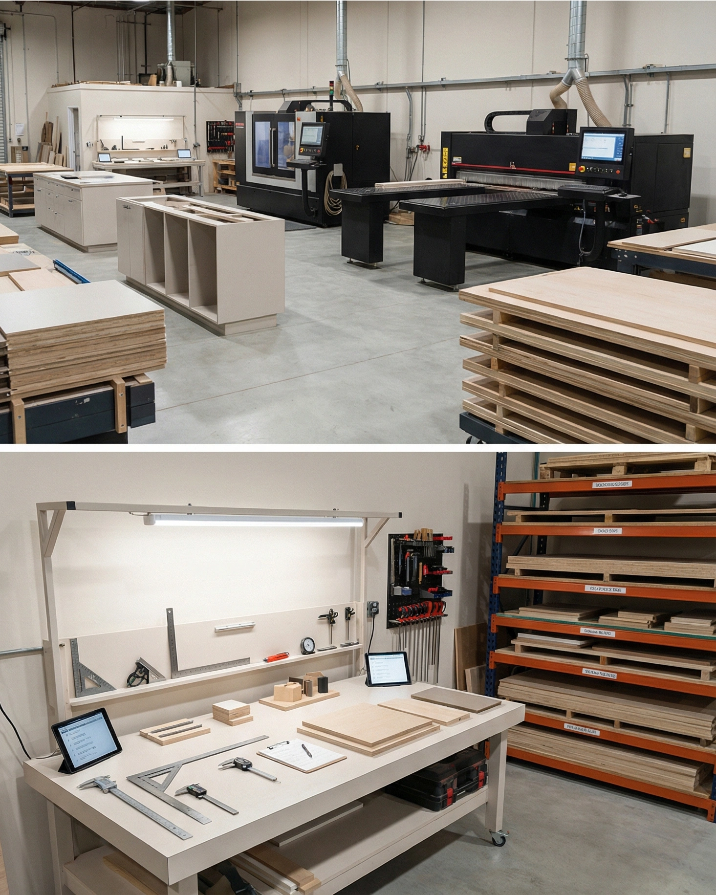 Commercial carpentry workshop fabrication and quality control Dubai UAE