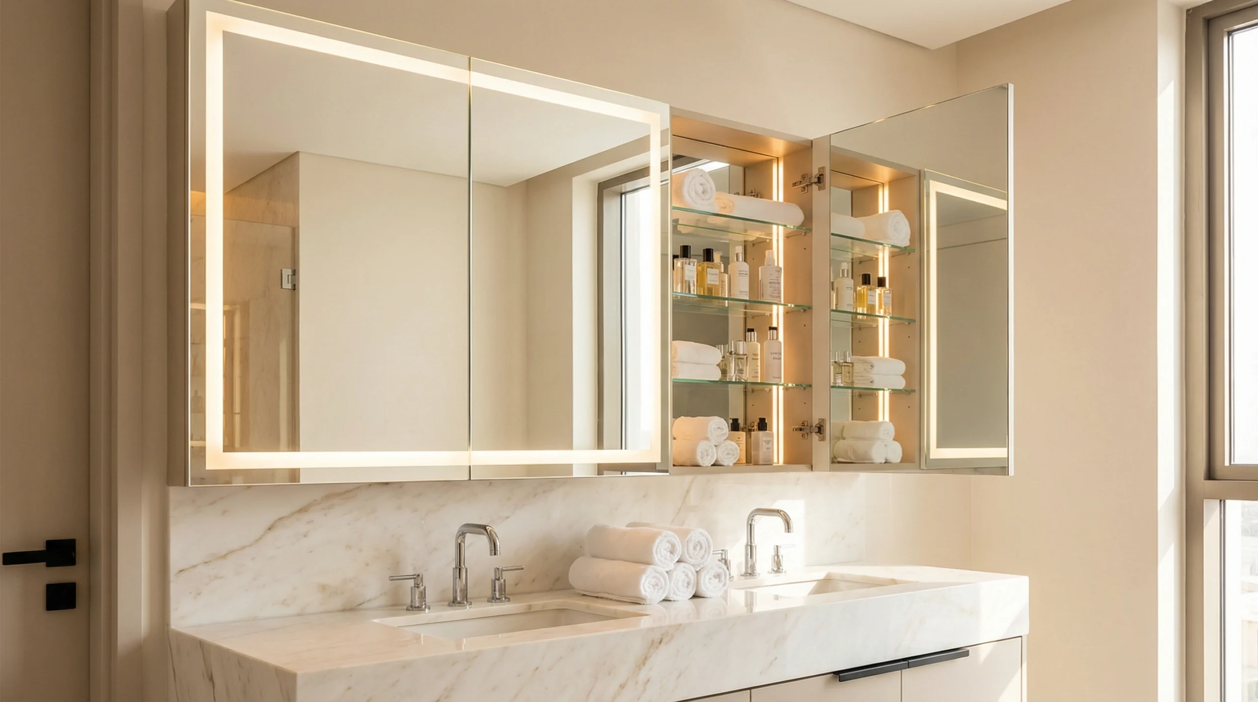 Contact Karnak Carpentry for custom mirror cabinets Dubai UAE