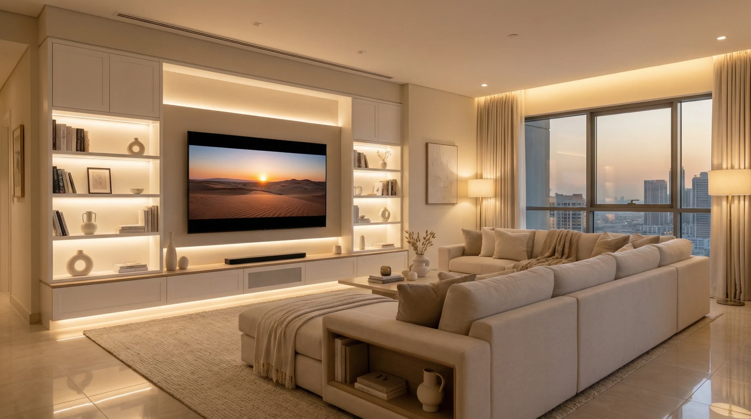 Contact Karnak Carpentry for custom TV units media walls in Dubai UAE
