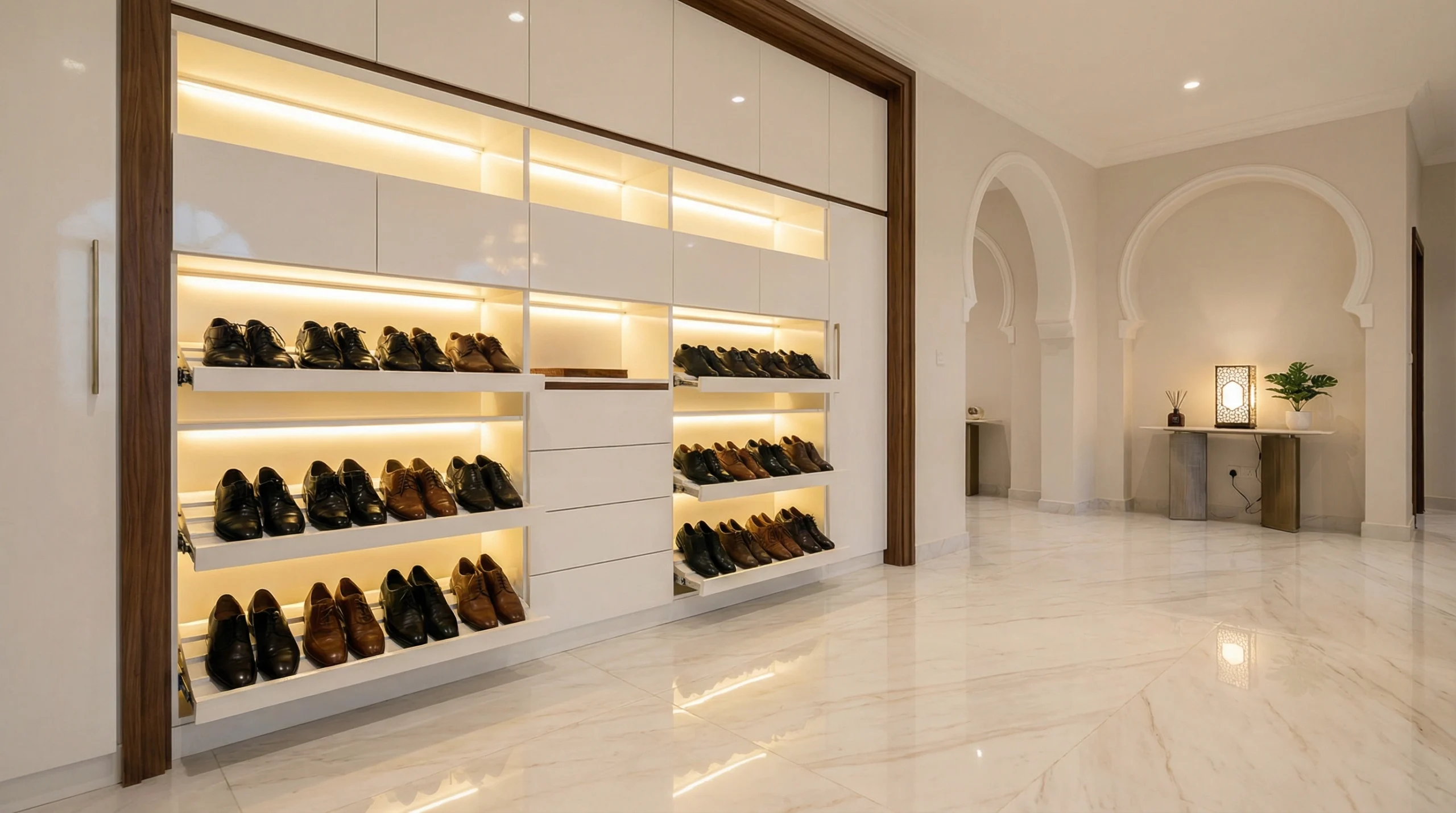 Contact Karnak Carpentry for custom shoe storage Dubai UAE