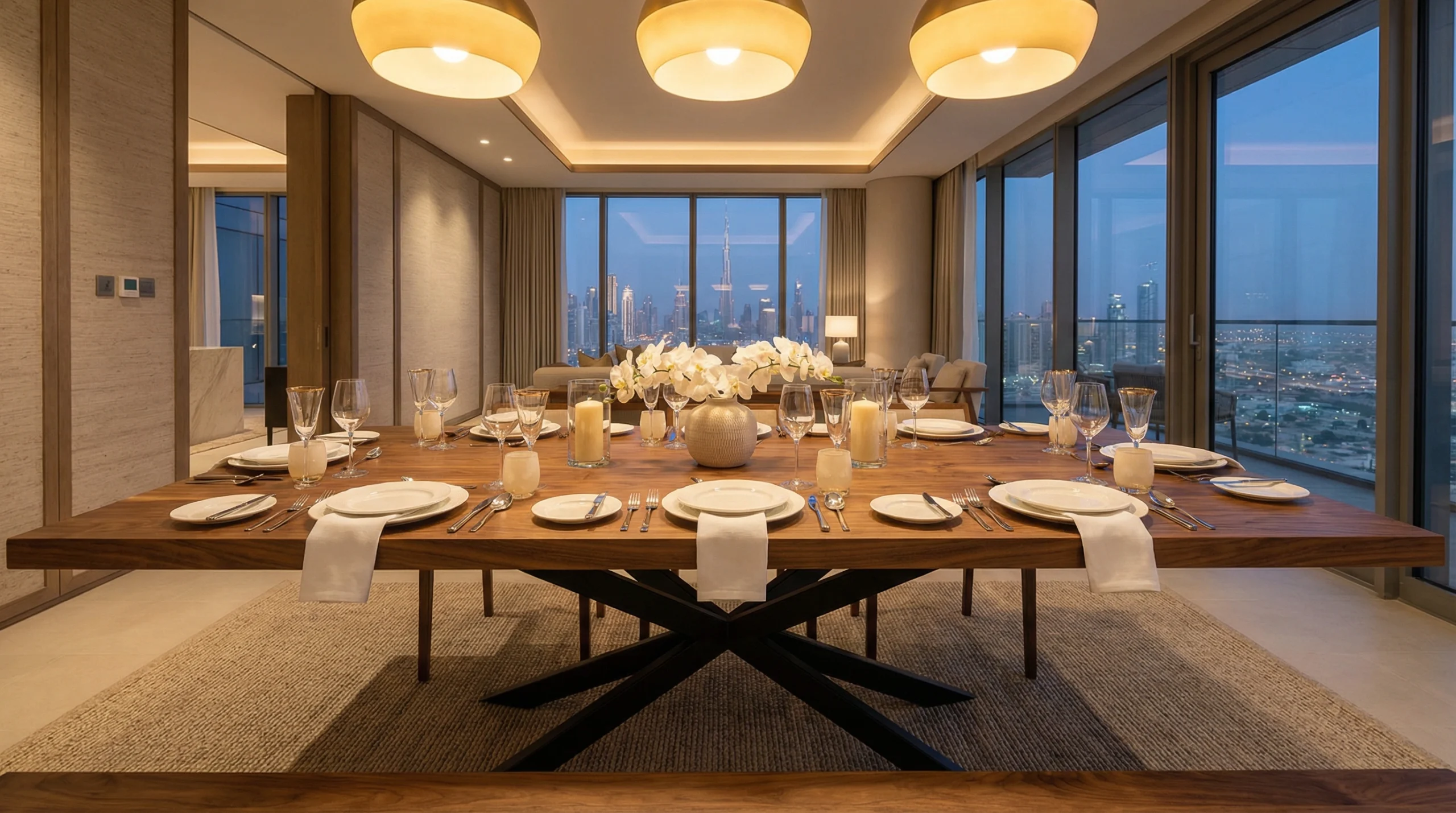 Custom furniture Dubai handcrafted dining table walnut