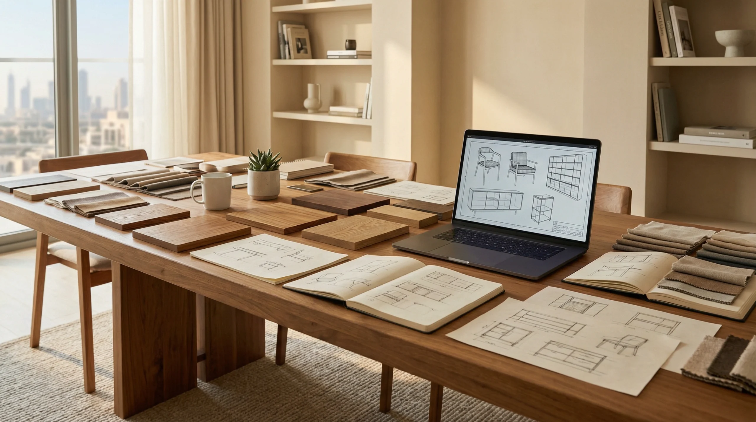 Custom furniture design consultation Dubai client meeting