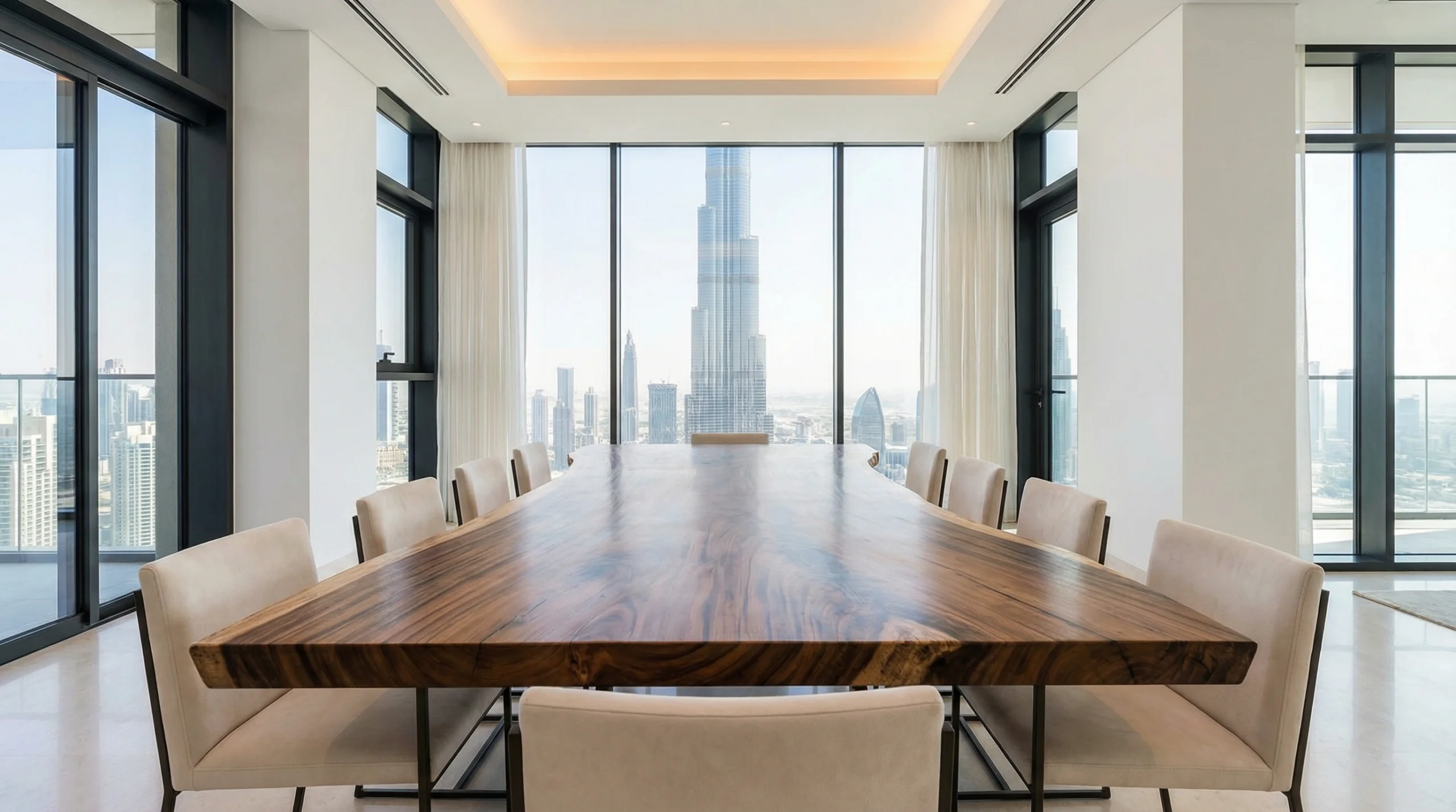 Custom furniture Dubai handcrafted dining table in luxury home