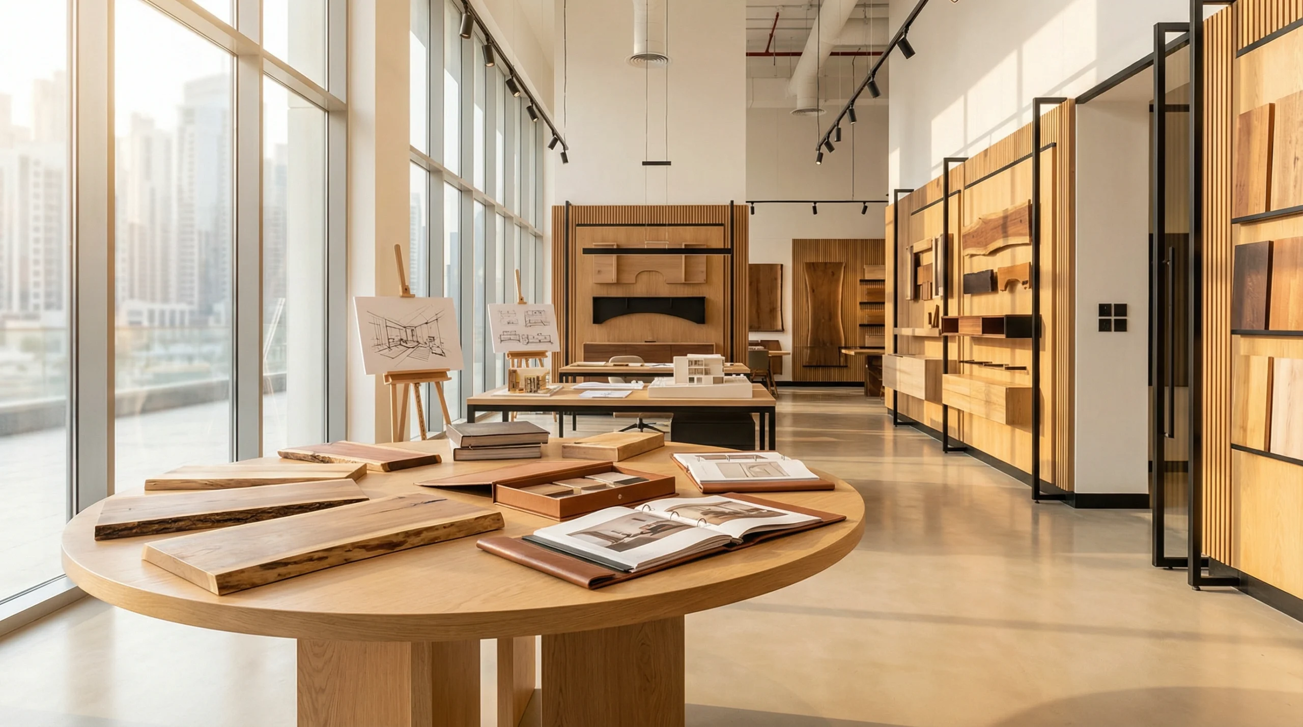 Custom dining table design consultation process at Karnak showroom Dubai