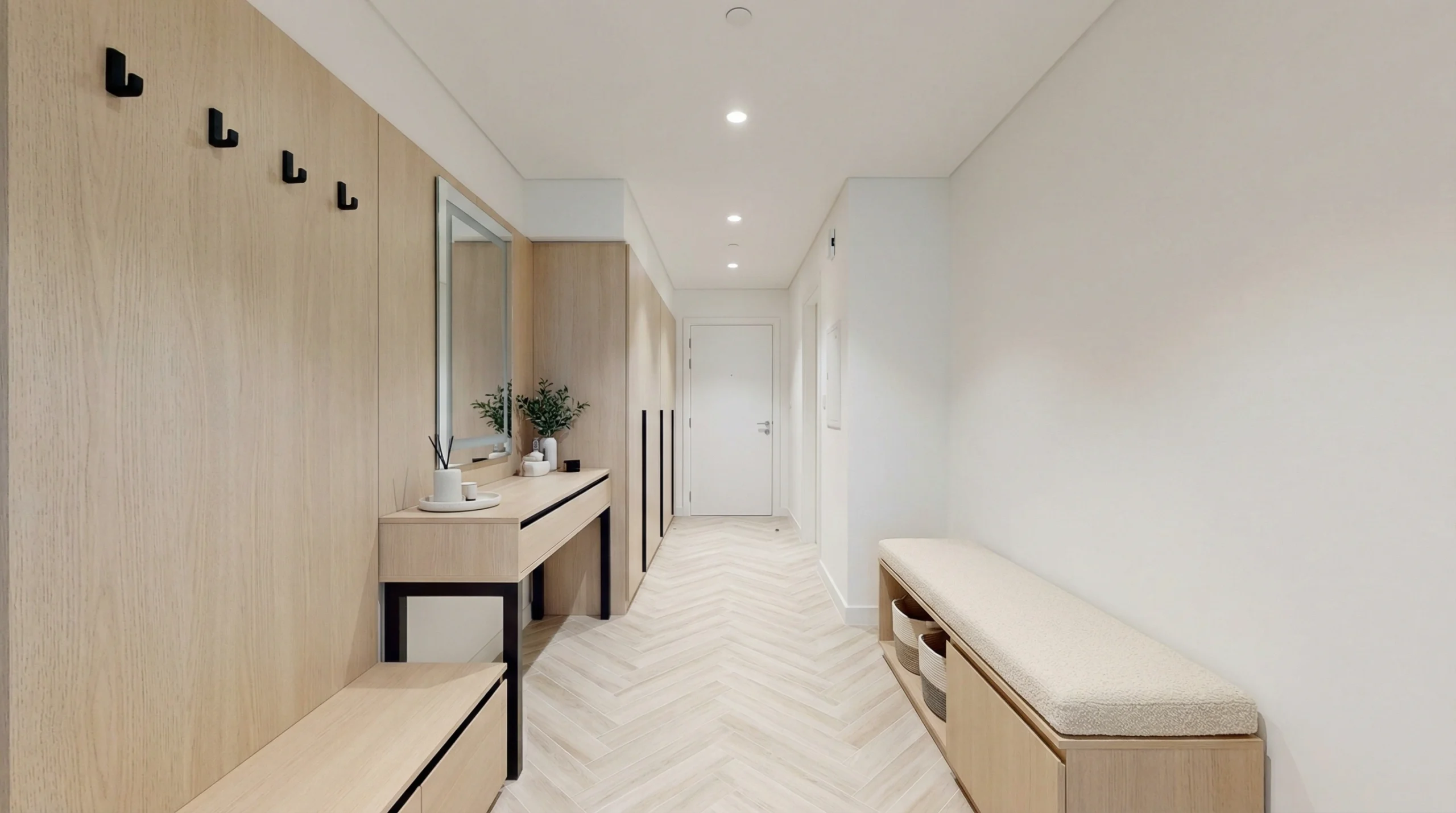 Functional entryway carpentry Dubai apartment with storage solutions