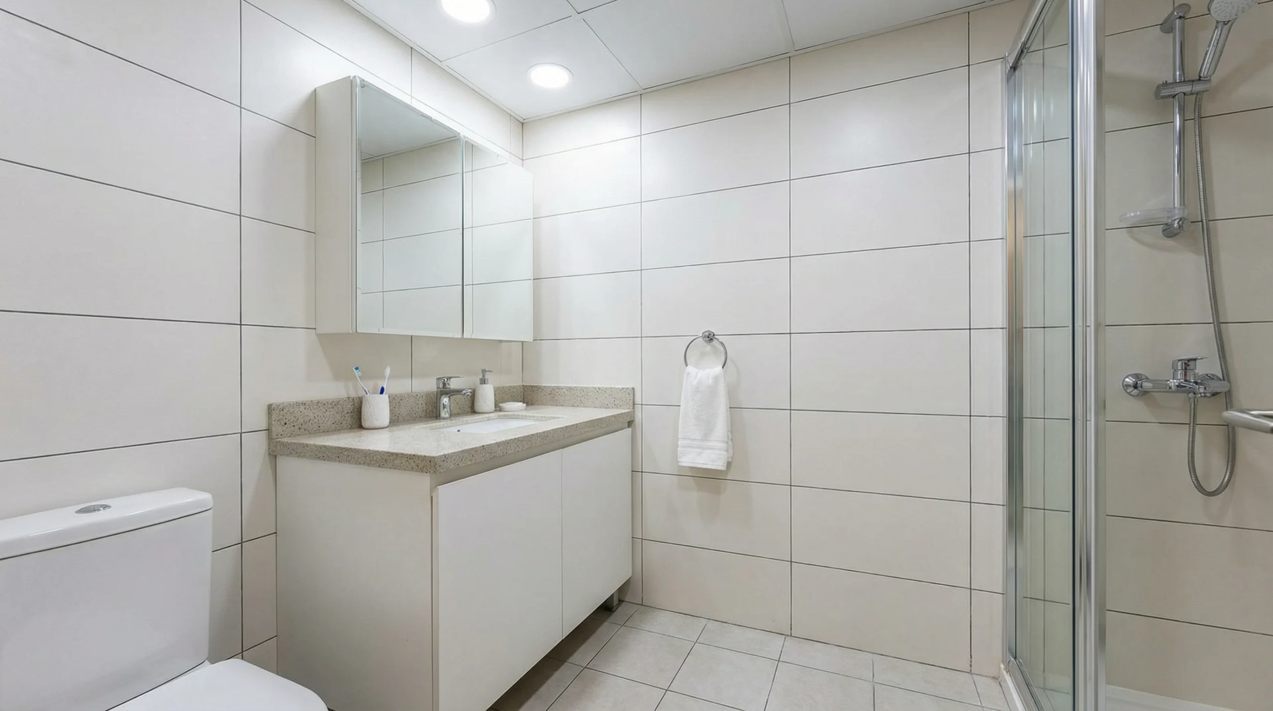 Affordable bathroom carpentry renovation in Sharjah showing quality budget-conscious design