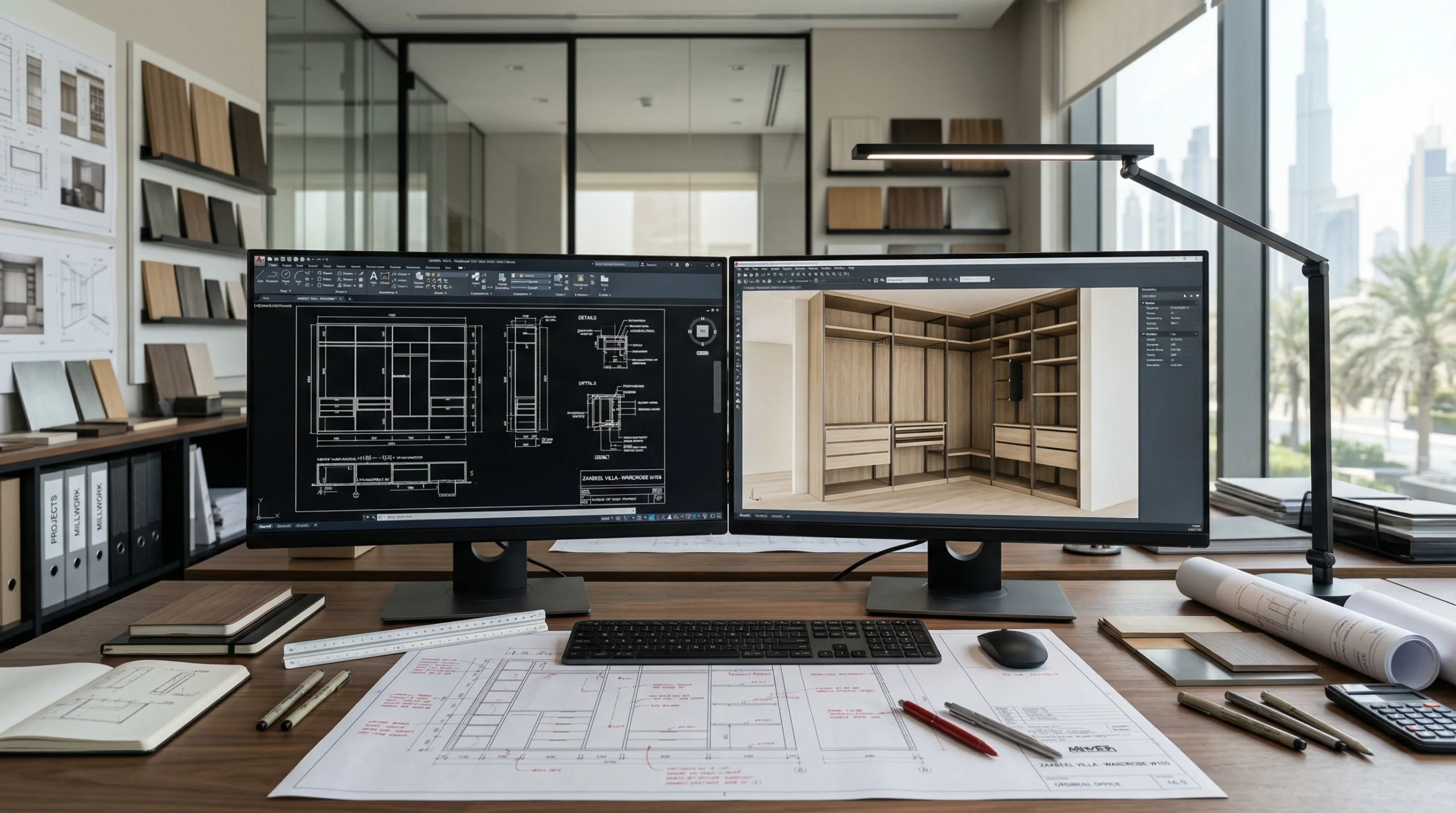 Hotel carpentry shop drawing development at Karnak Carpentry Dubai