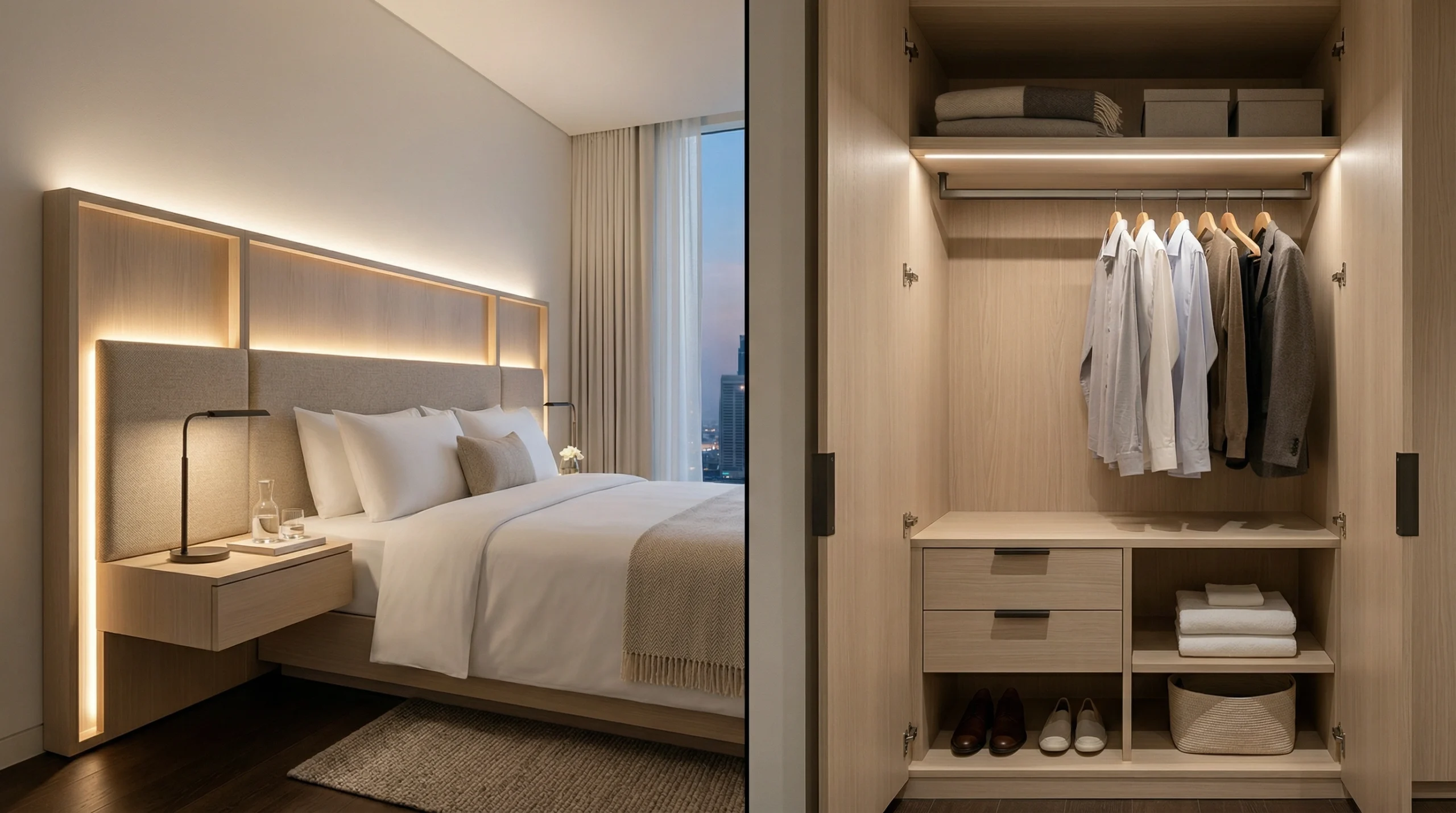 Custom hotel furniture and casegoods fabrication by Karnak Carpentry Dubai