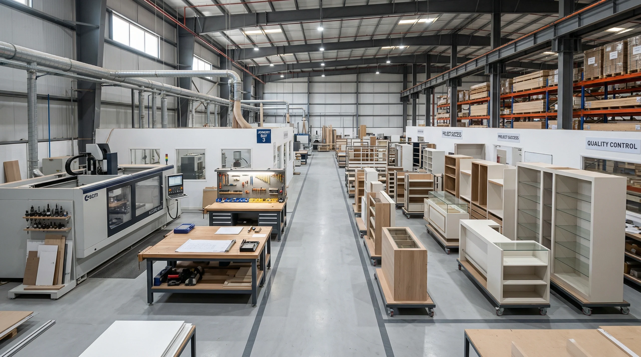 Karnak Carpentry Dubai workshop — in-house joinery fabrication for retail shop fitting UAE