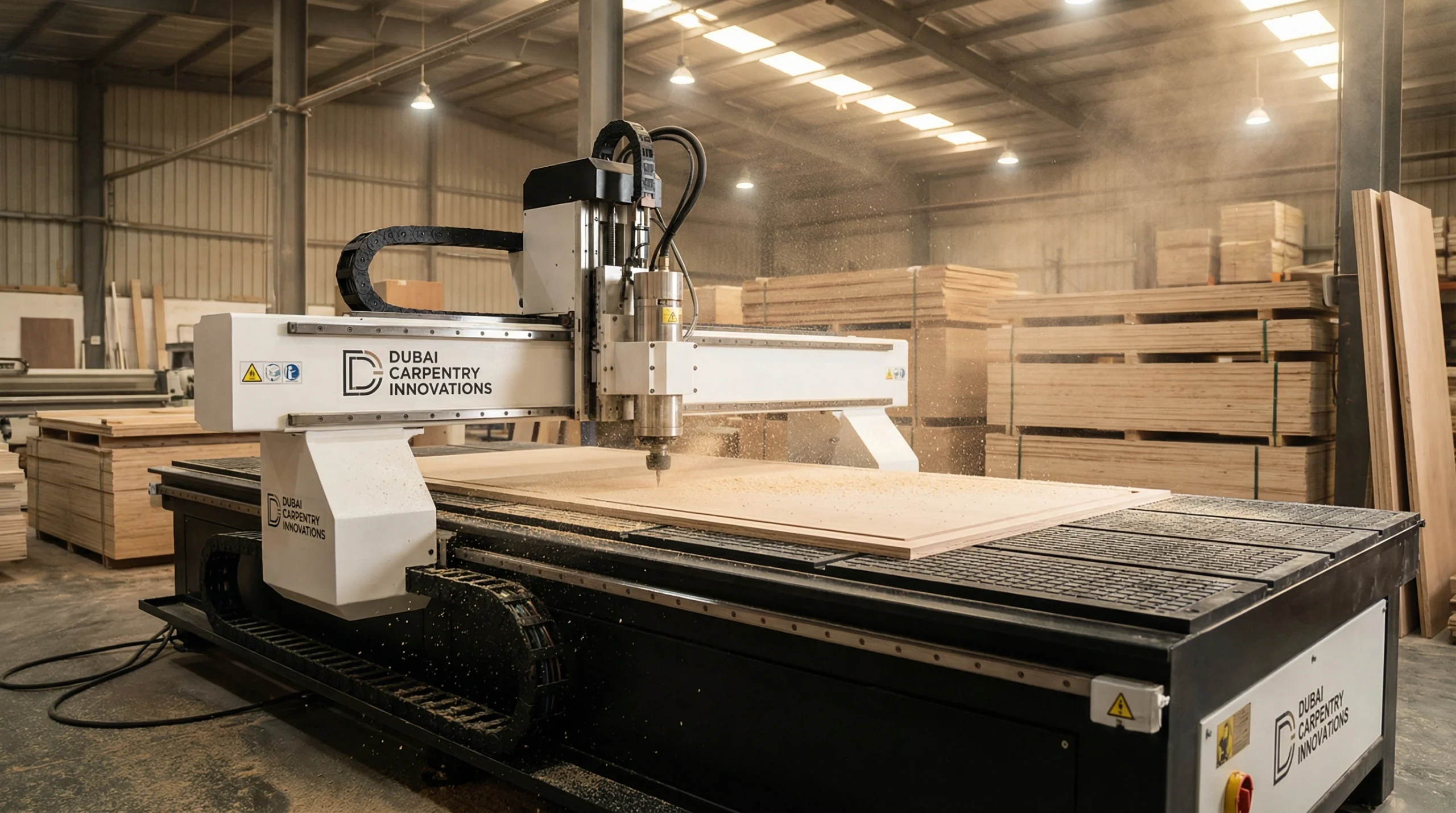 Karnak Carpentry workshop fabricating custom home furniture components in Dubai