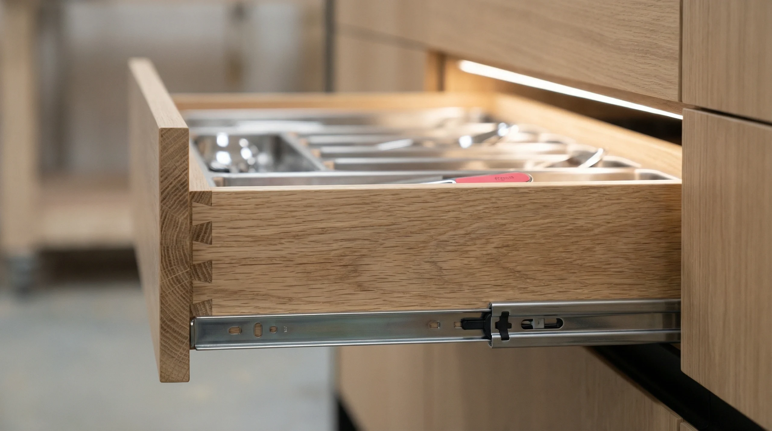 Professional kitchen carpentry Dubai showing premium cabinet construction and hardware