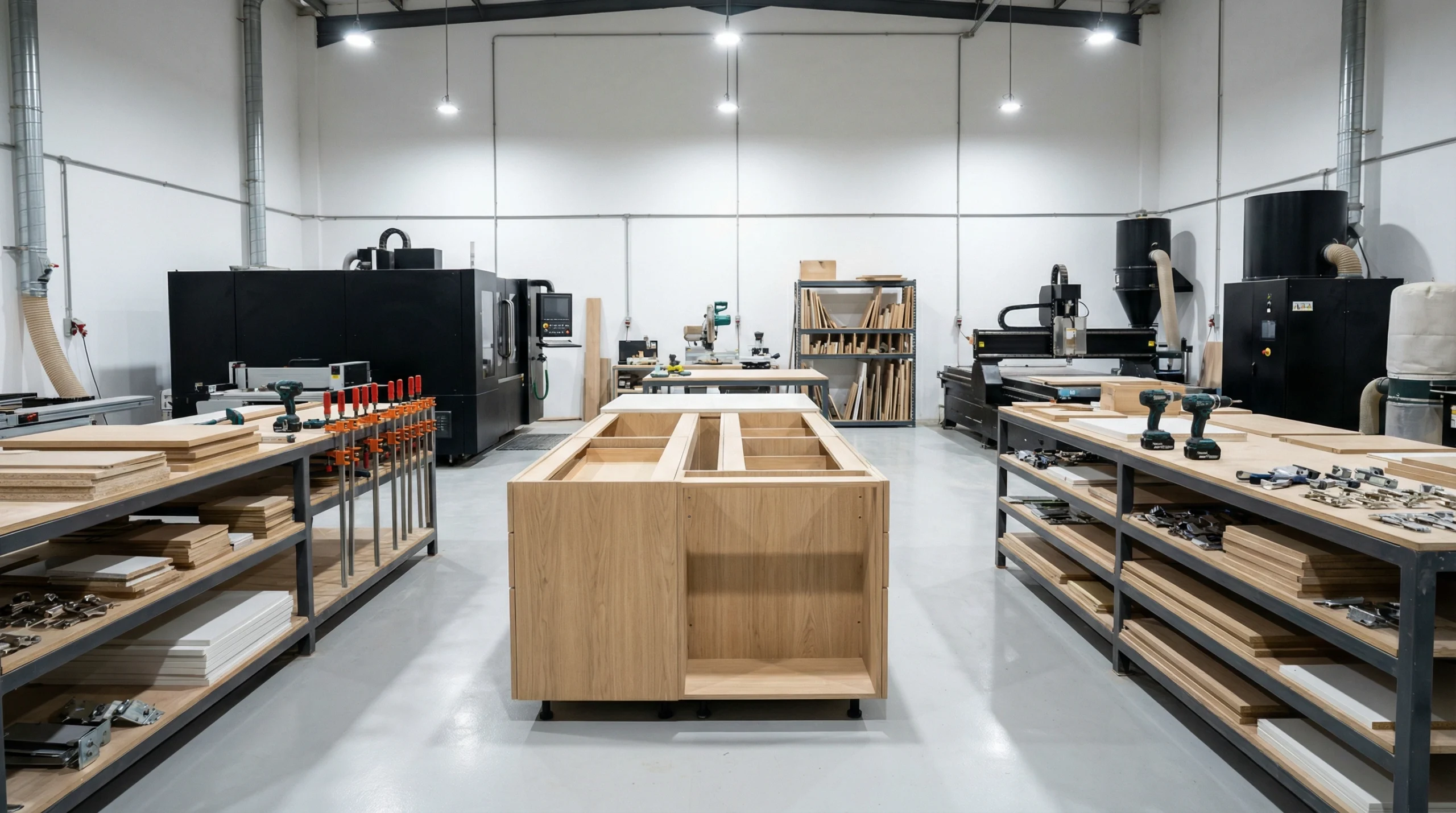 Kitchen island cabinet fabrication workshop Dubai