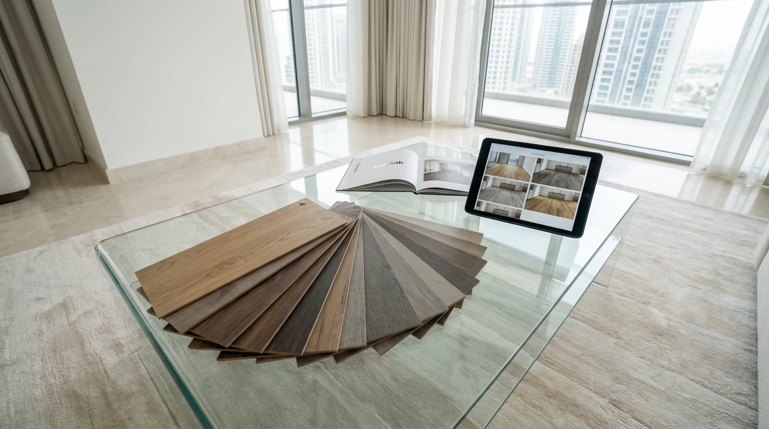 Professional laminate flooring consultation with homeowners in Dubai