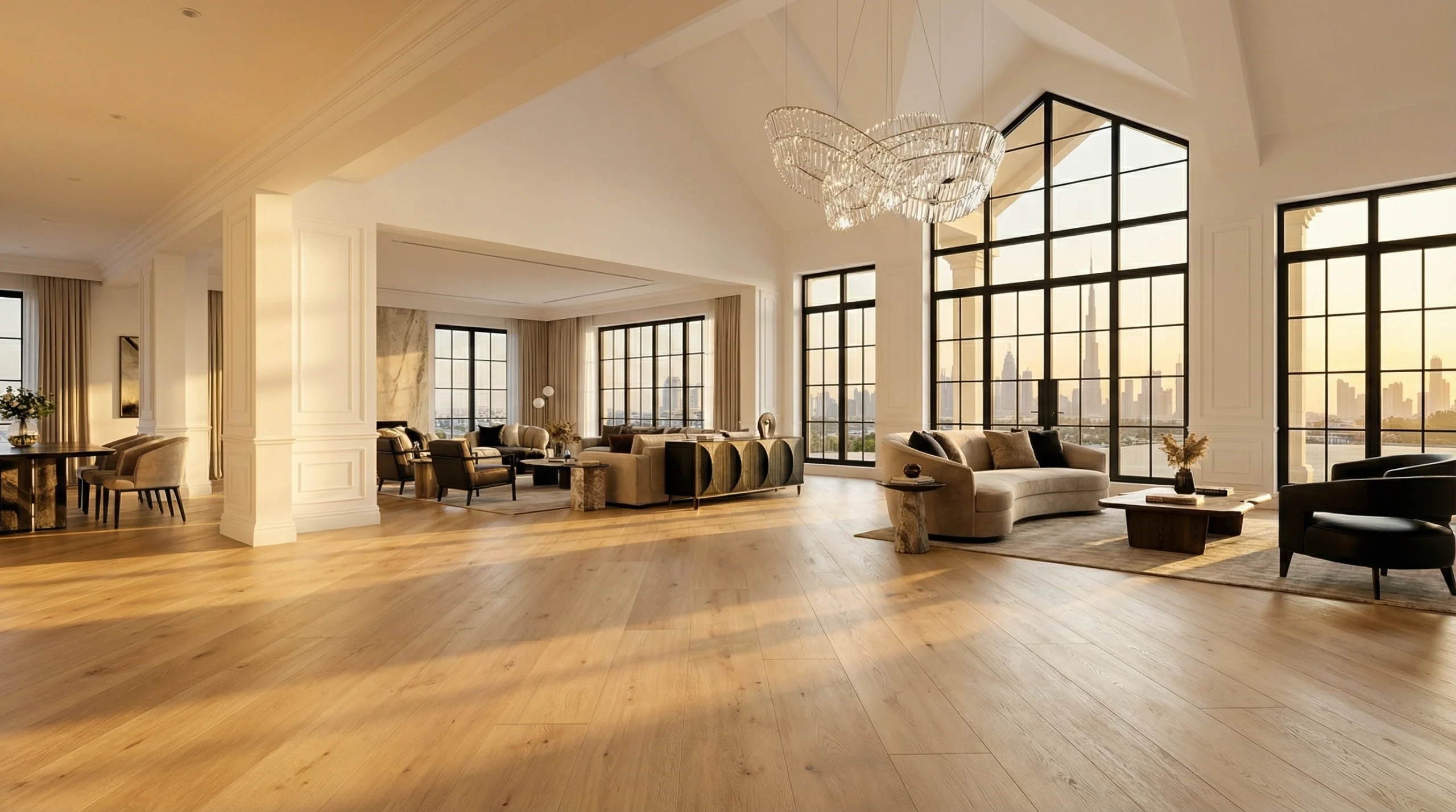 Luxury villa SPC flooring installation Emirates Hills Dubai