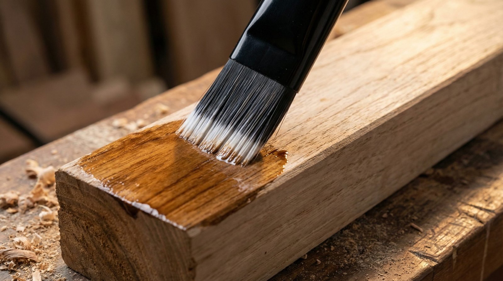 Professional stain finishing application on outdoor carpentry project Dubai