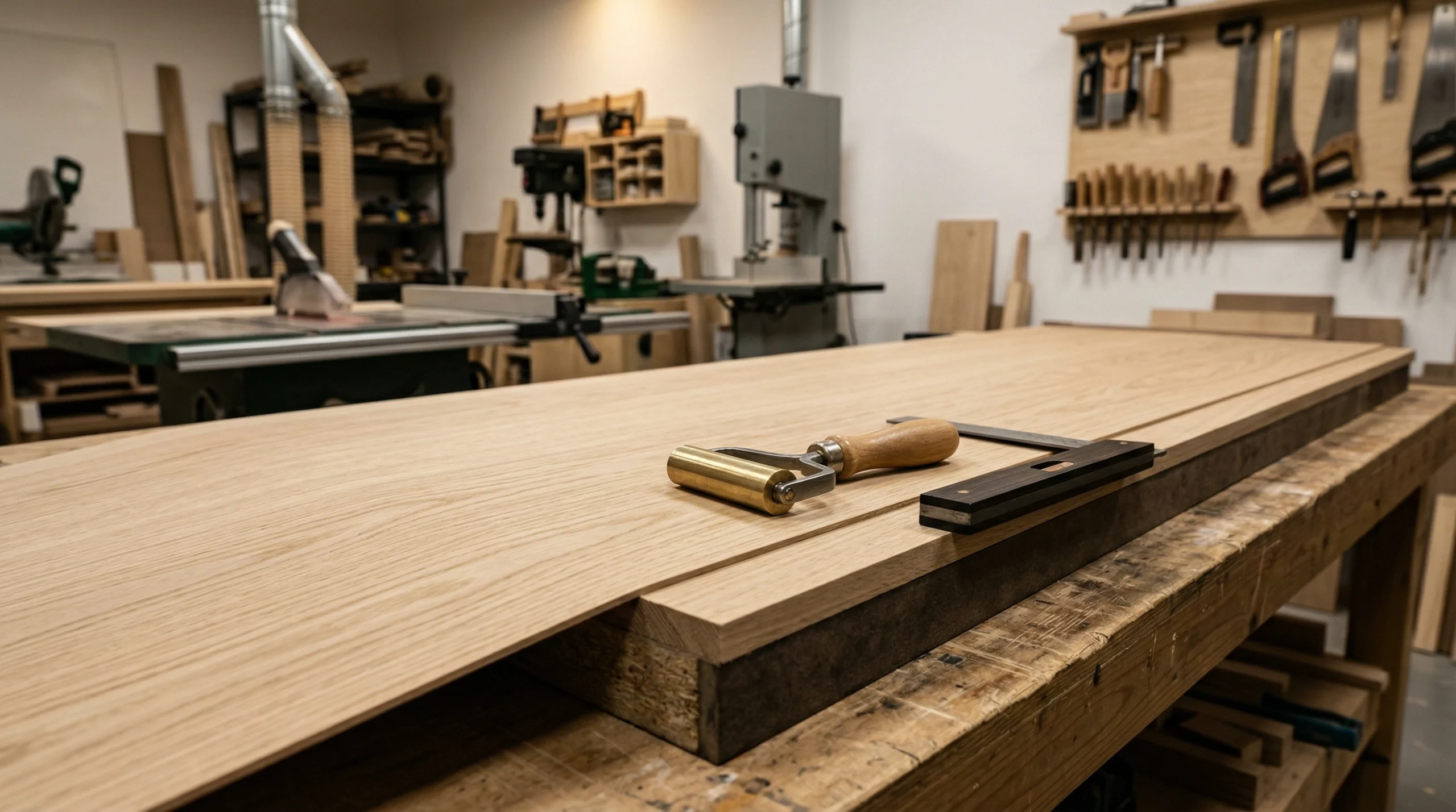 Commercial-grade material preparation for restaurant carpentry in Dubai — Karnak workshop