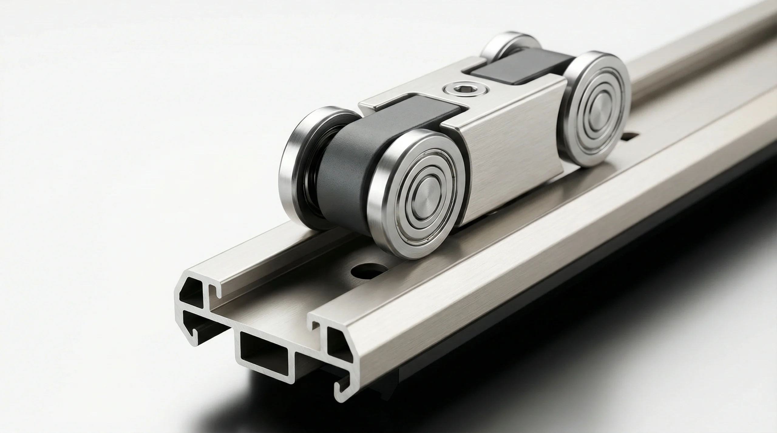 Premium roller mechanism for sliding wardrobes Dubai showing German engineering quality
