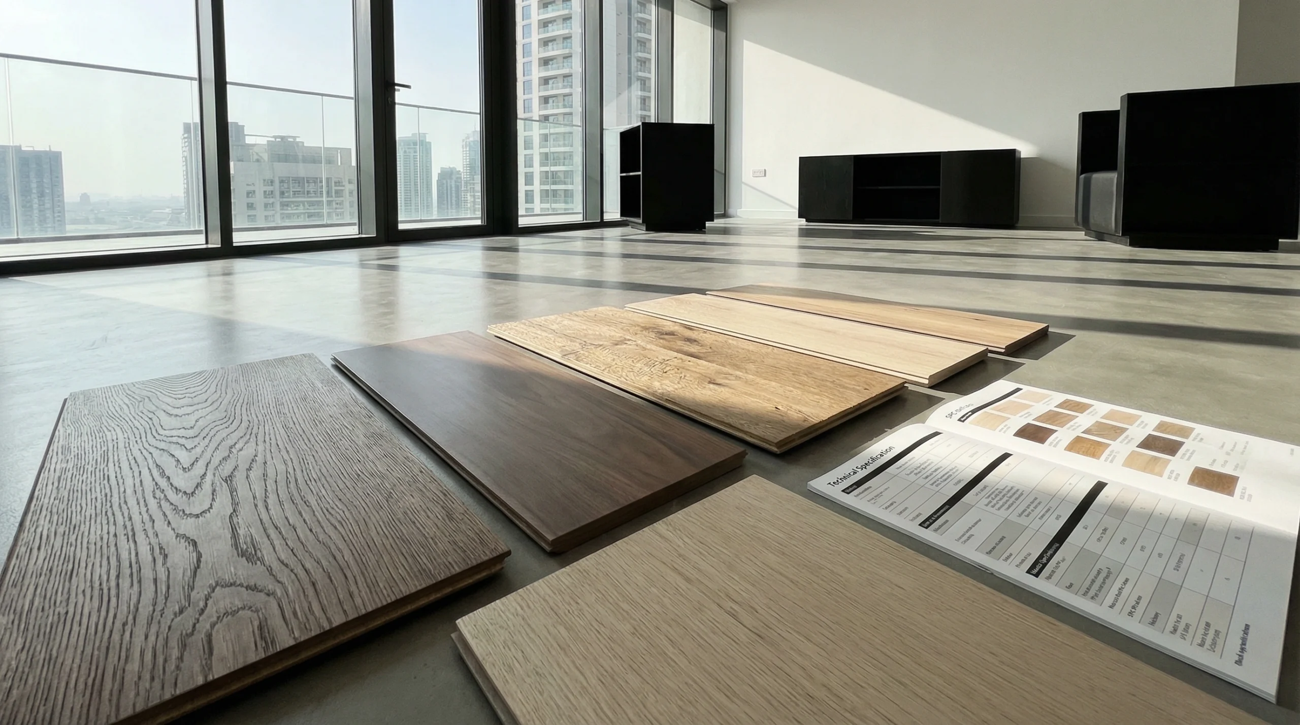 SPC flooring material selection consultation with Karnak Dubai