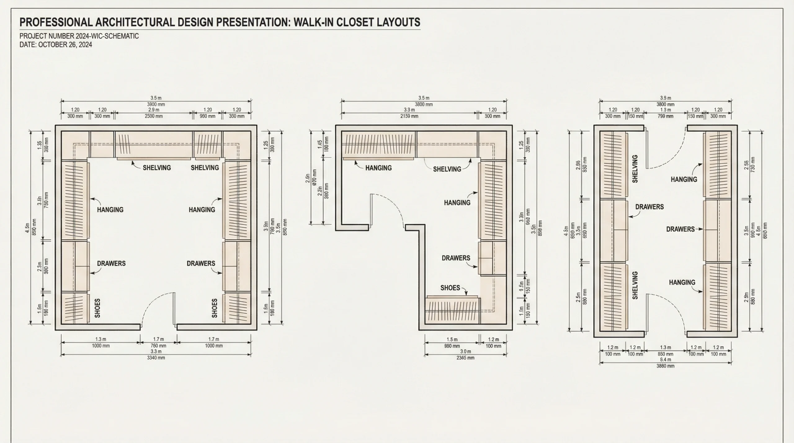 Walk-in closet layout configurations — U-shape, L-shape, and parallel wardrobe designs for Dubai homes