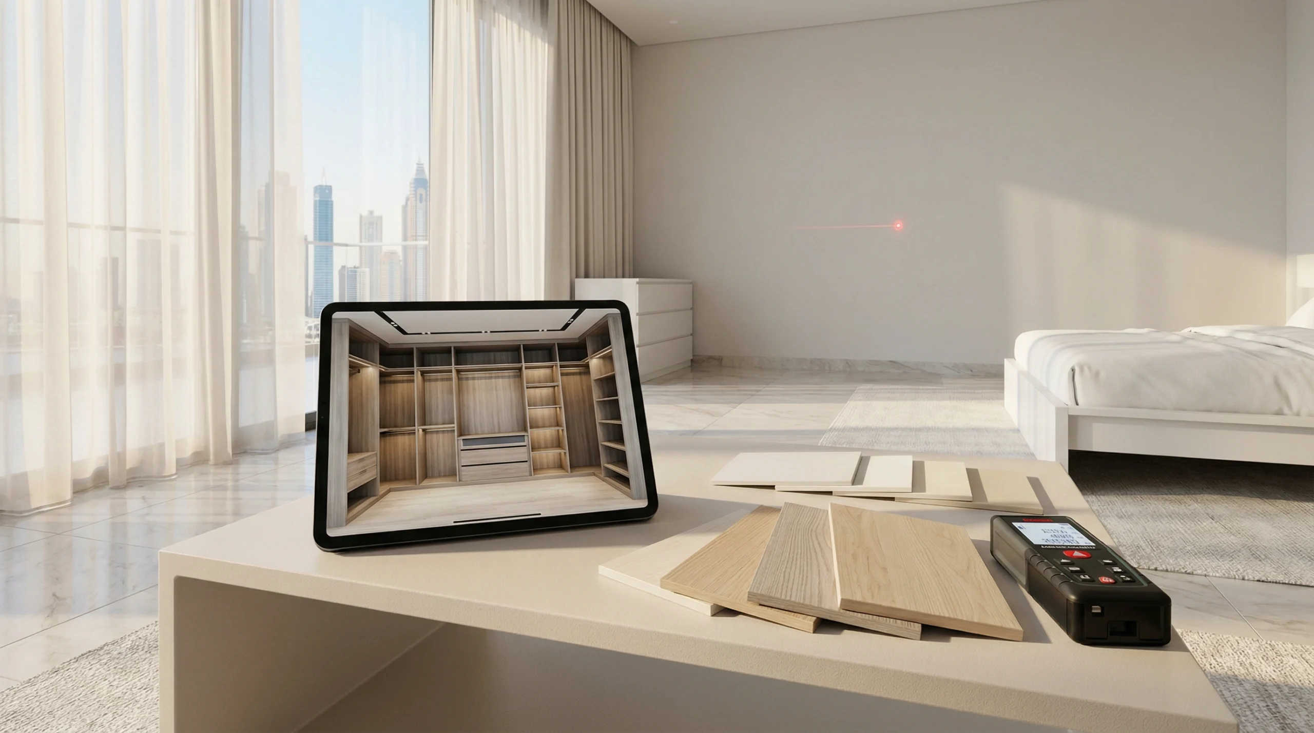 Wardrobe fabrication and craftsmanship in Karnak workshop Dubai