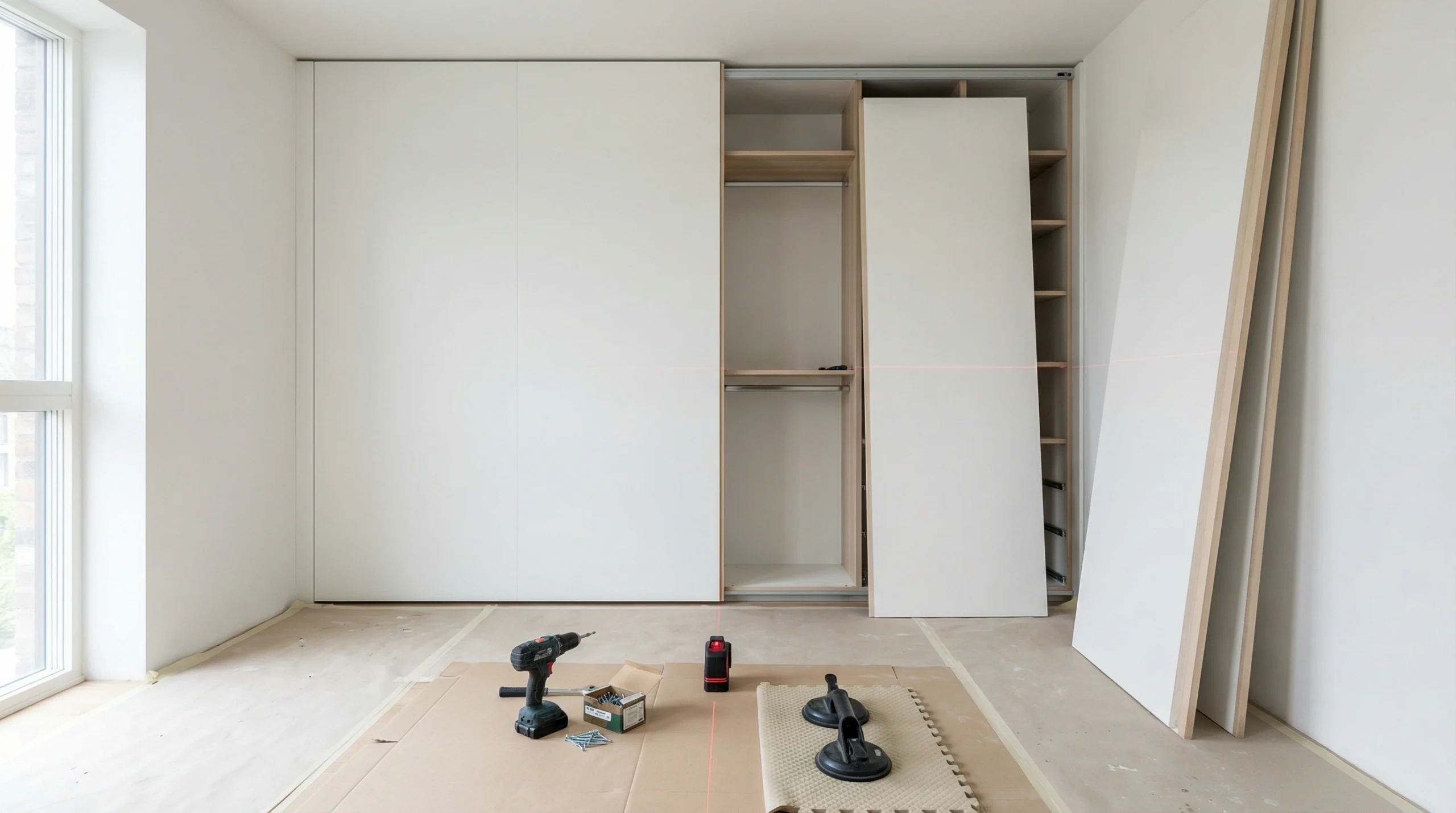 Built-in wardrobe installation Dubai by Karnak Carpentry craftsmen