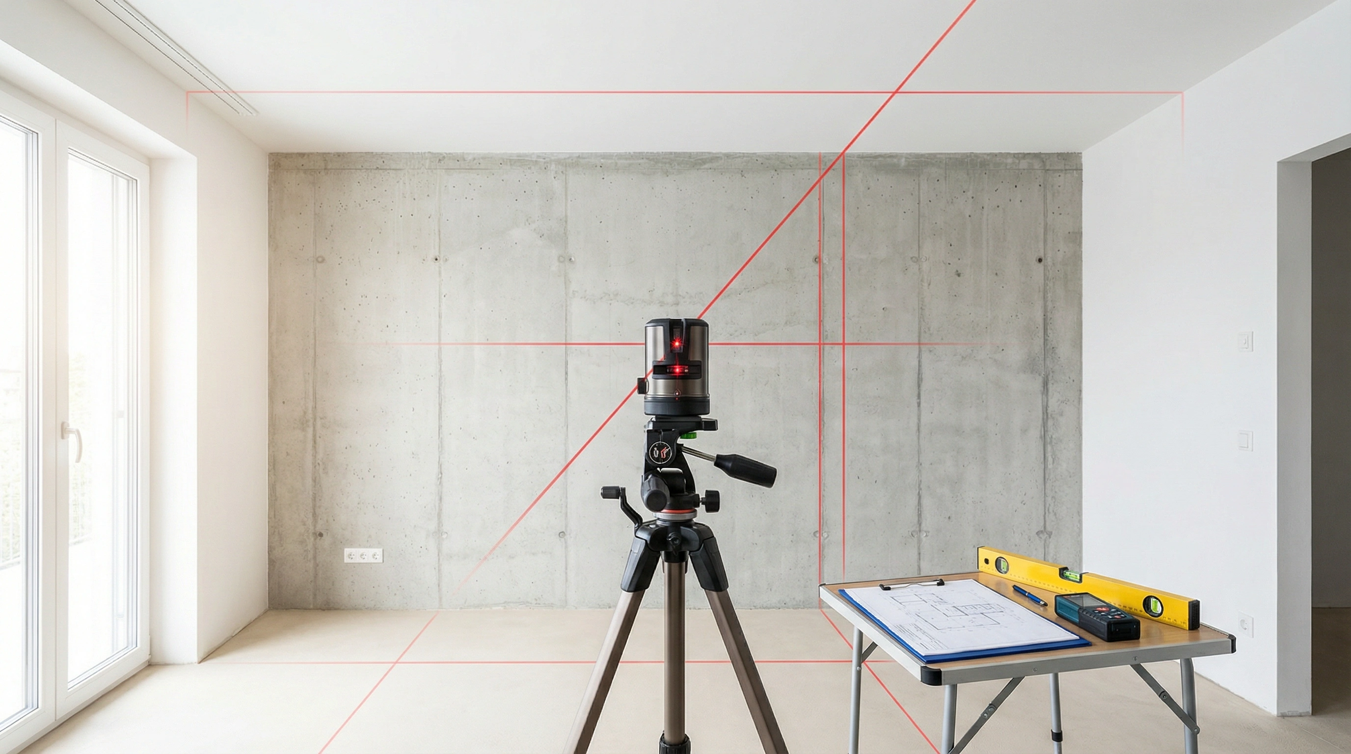 Professional wardrobe measurement using laser precision tools in Dubai bedroom