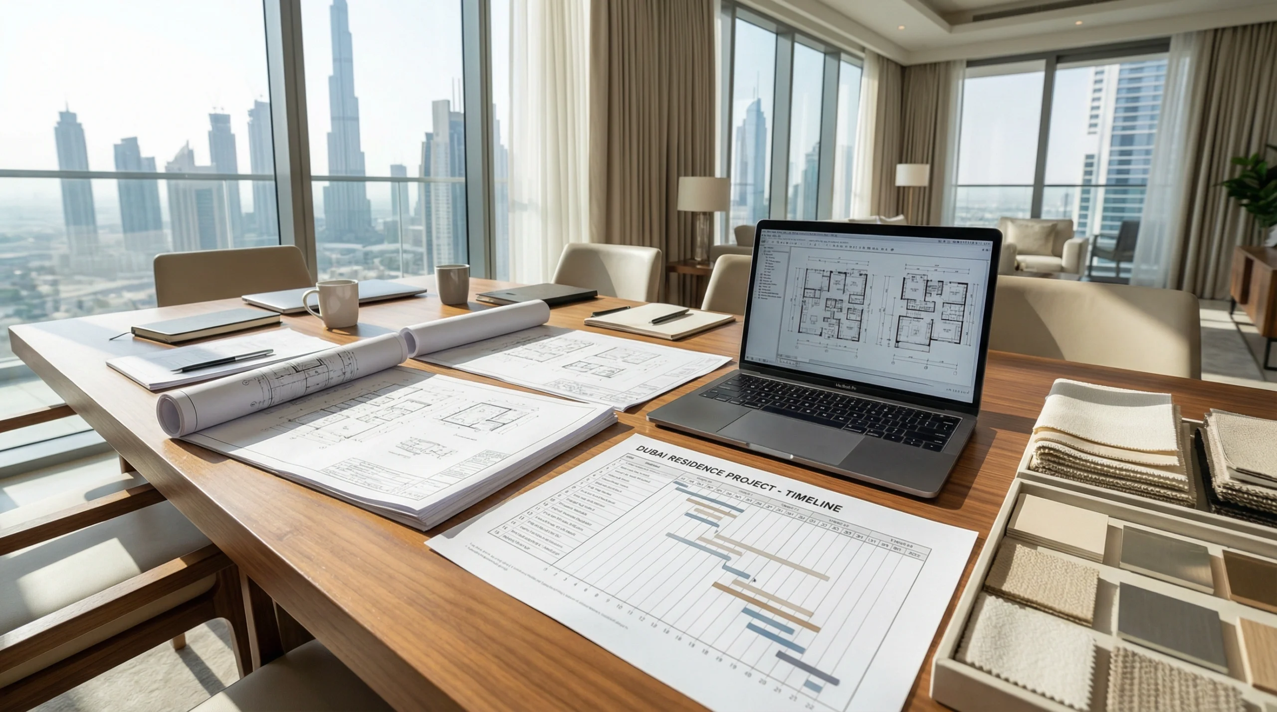 Wardrobe project management meeting with clients in Dubai home