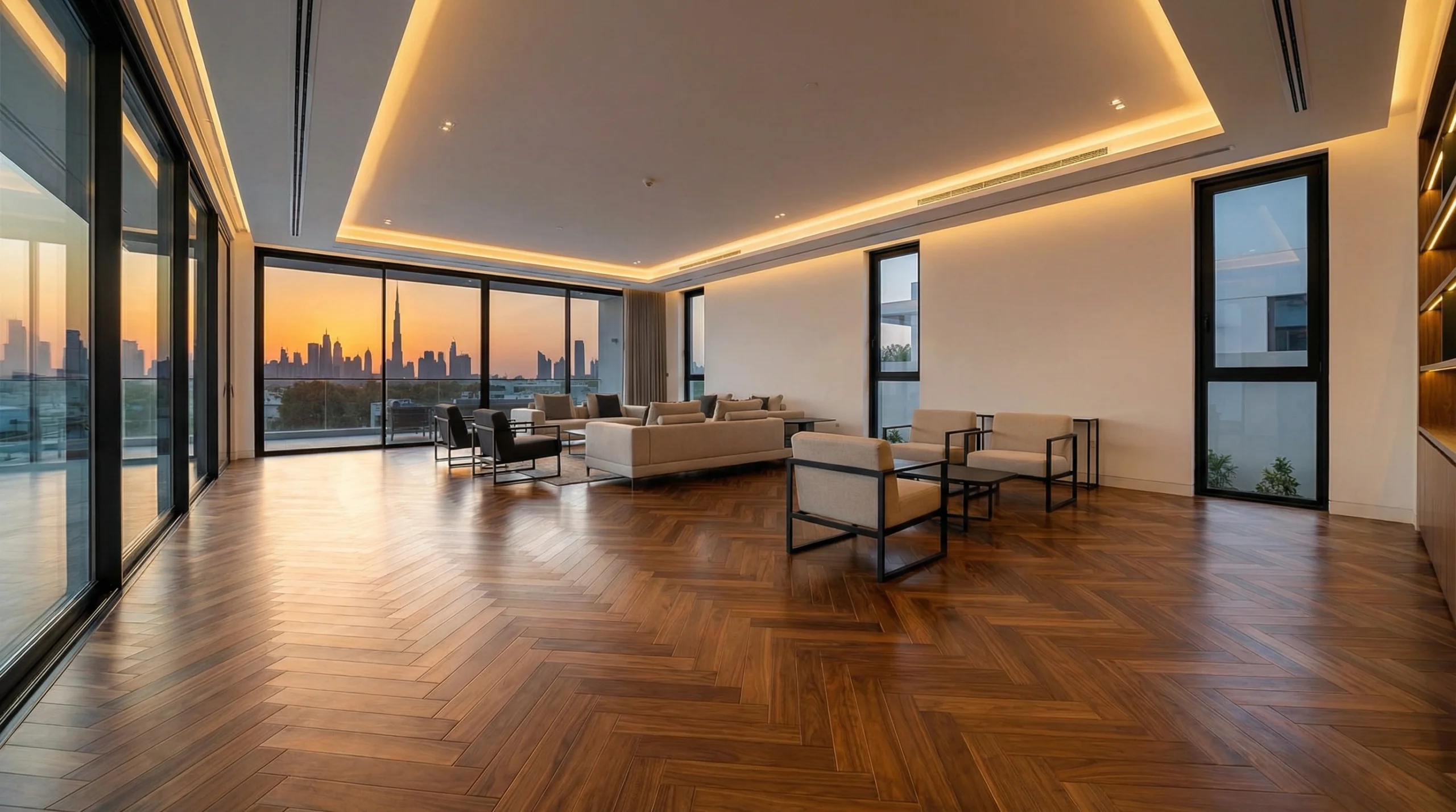 Wooden flooring Dubai installation in luxury villa by Karnak Carpentry