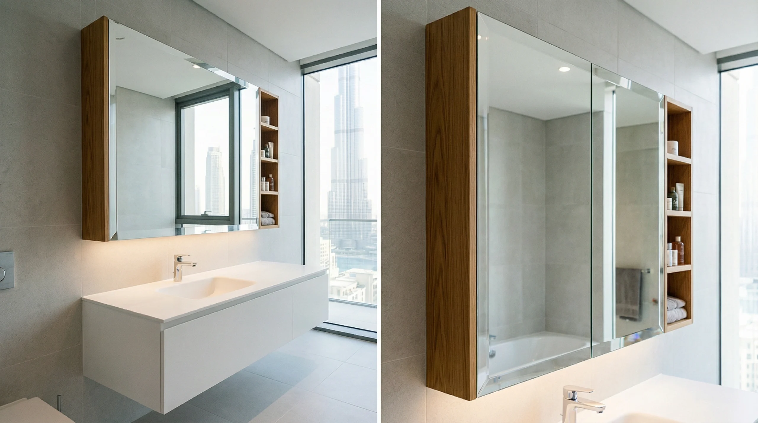 : contemporary-downtown-dubai-apartment-oak-mirror-cabinet.