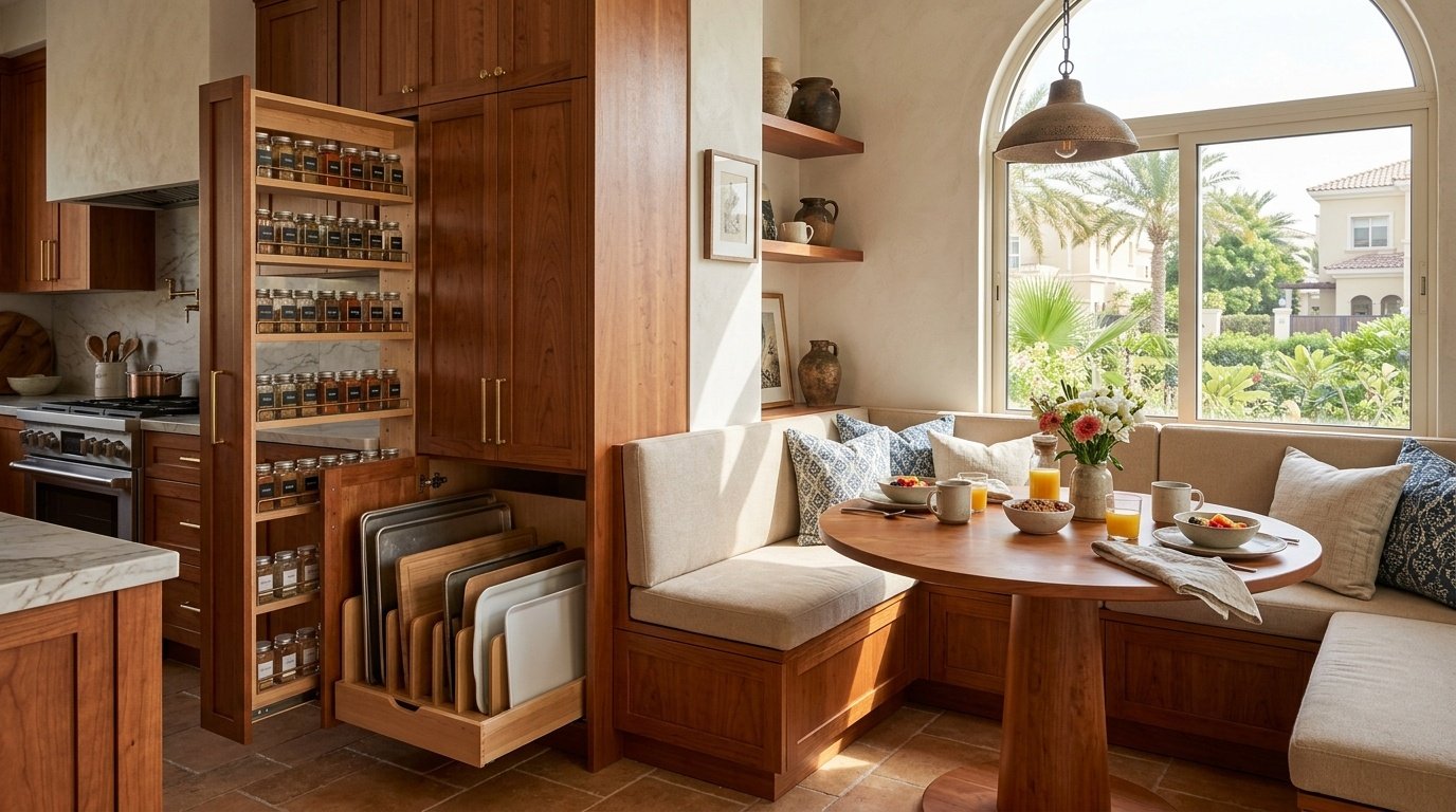 Integrated breakfast nook dining storage, Arabian Ranches 3.