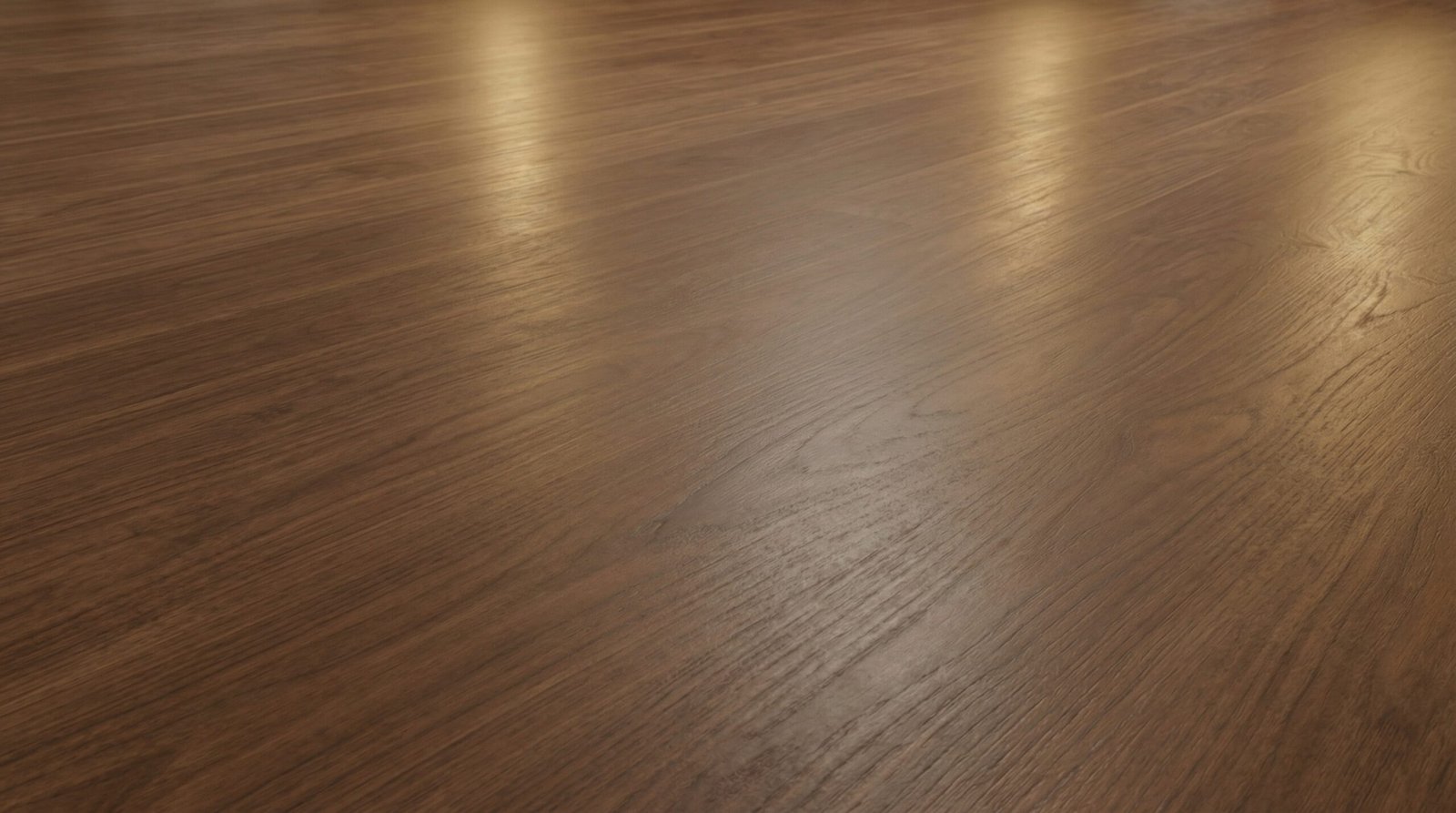 Completed and freshly oiled walnut parquet floor installation in a luxury villa.