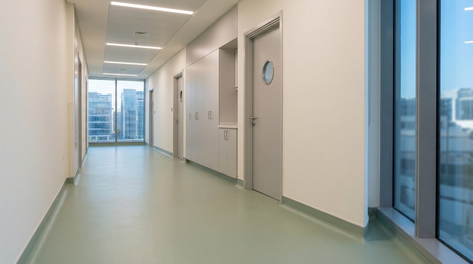 Anti-bacterial medical-grade LVT flooring in a Dubai Healthcare City clinic.