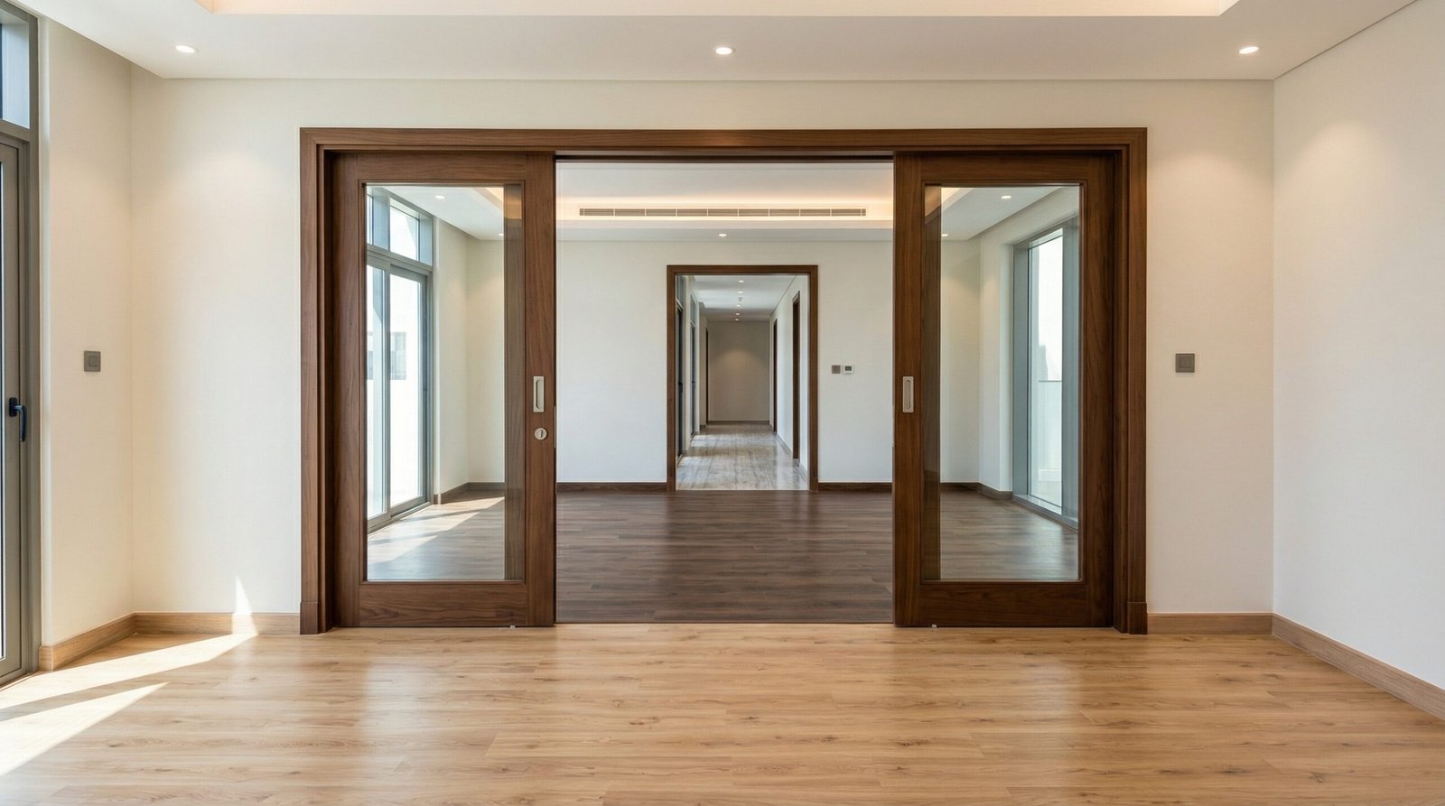 Diverse LVT flooring styles from wood to stone installed in various UAE projects.