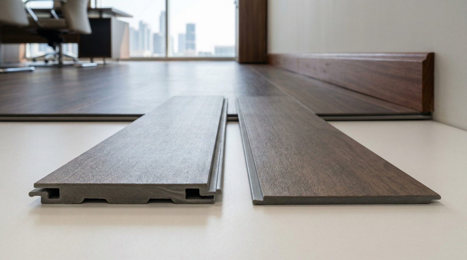 Comparison of click-lock and glue-down LVT flooring profiles for UAE interior projects.