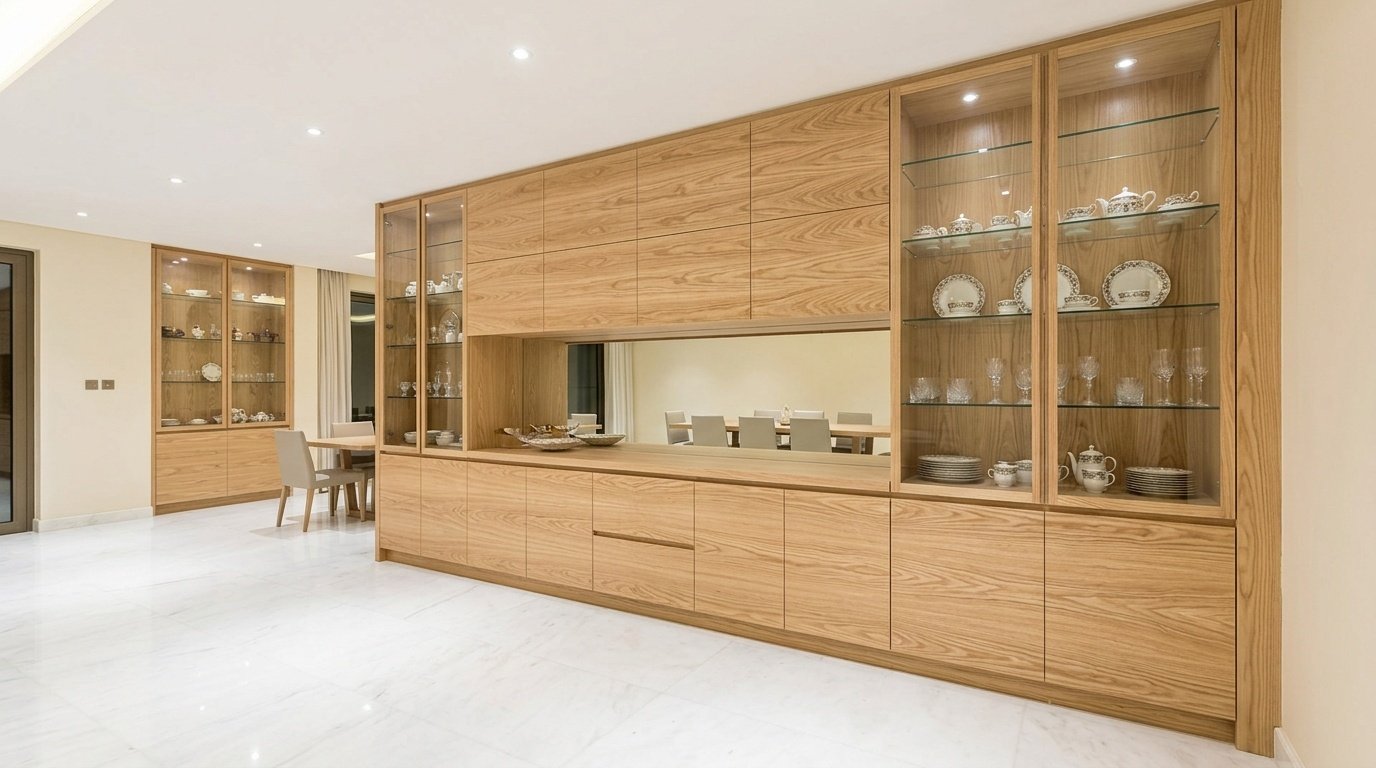 Massive Custom Carpentry Wall Unit In A Large Uae Dining Room.