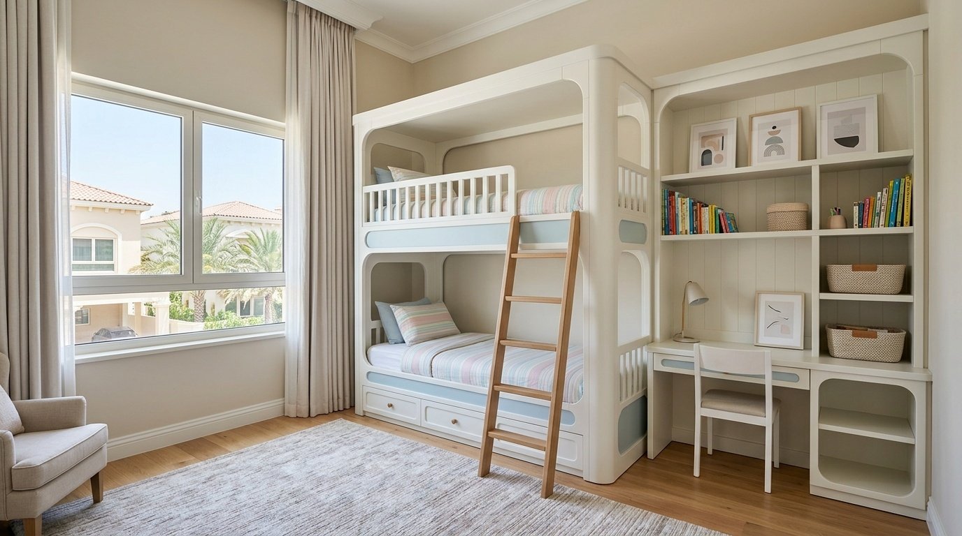 Arabian Ranches kids bedroom carpentry bunk bed storage UAE villa