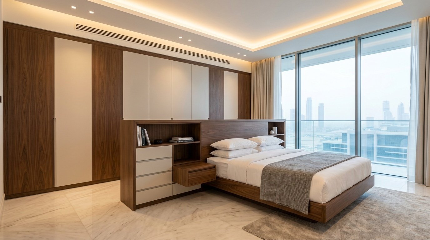bedroom carpentry final inspection Dubai fitted wardrobes finished UAE