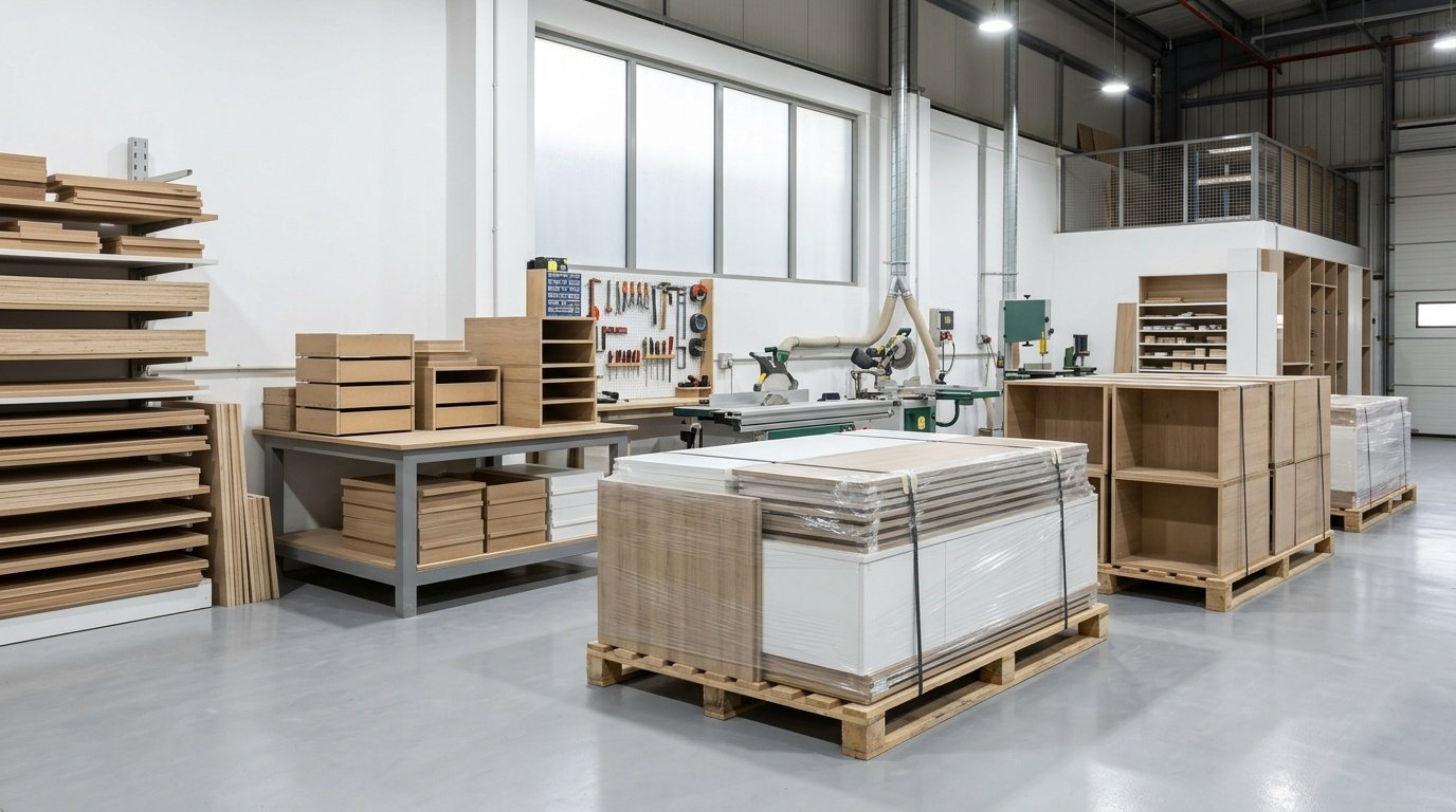 carpentry workshop UAE wardrobe fabrication materials preparation Dubai