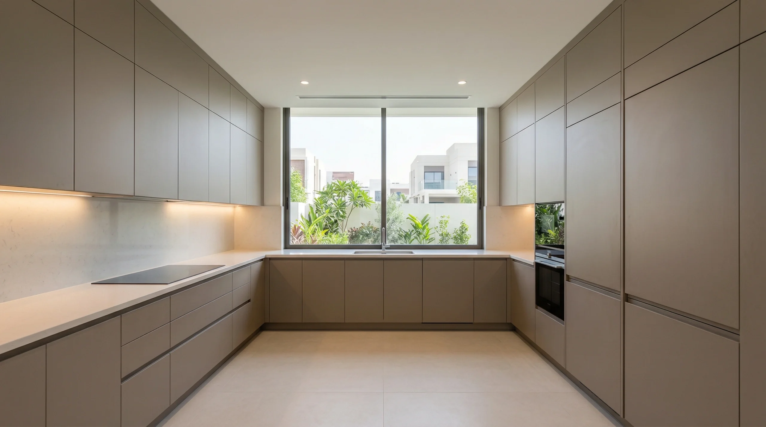 in house manufactured kitchen cabinets Dubai seamless carpentry UAE
