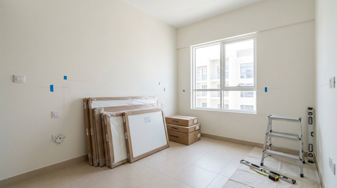 pre installation bedroom carpentry Dubai panels ready UAE apartment