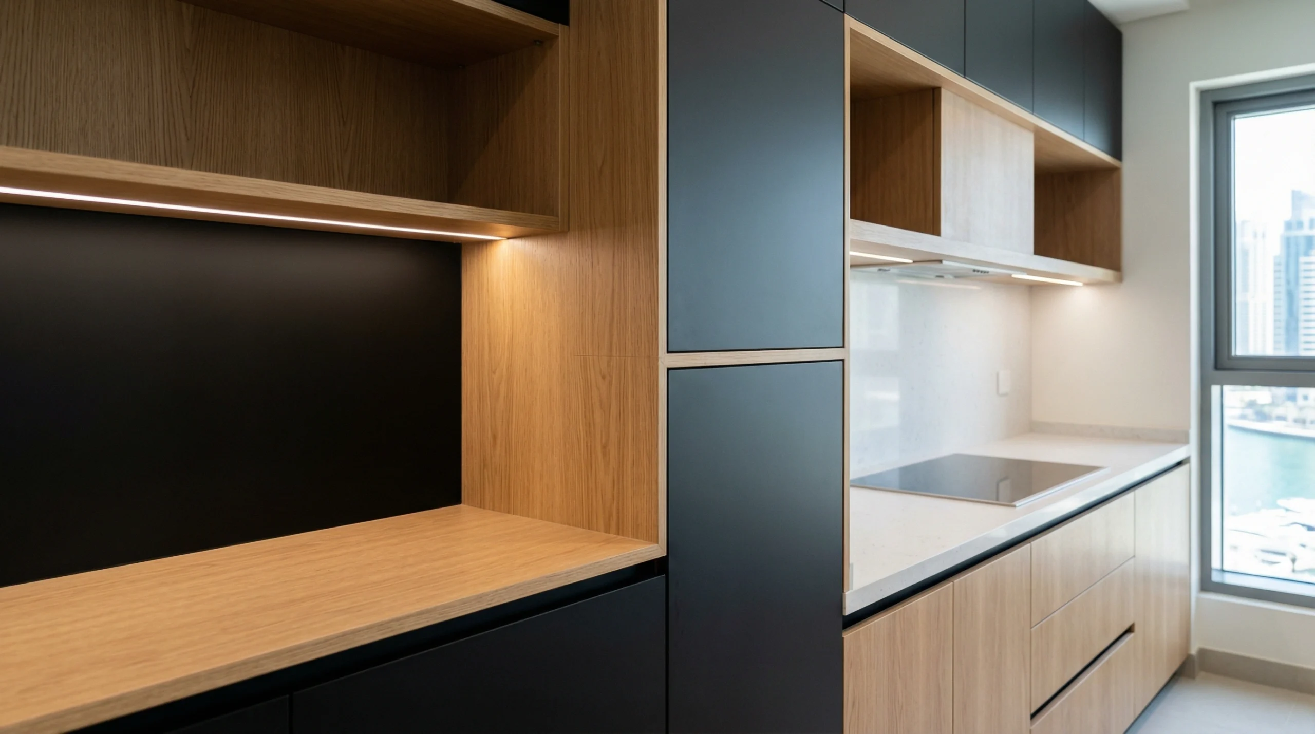 precision kitchen cabinets Dubai carpentry seamless joints UAE