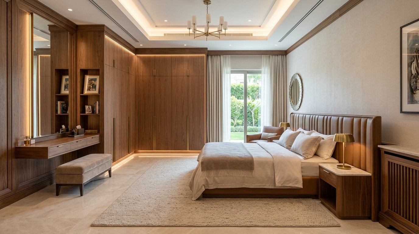 luxury bedroom carpentry Dubai built-in wardrobes villa UAE