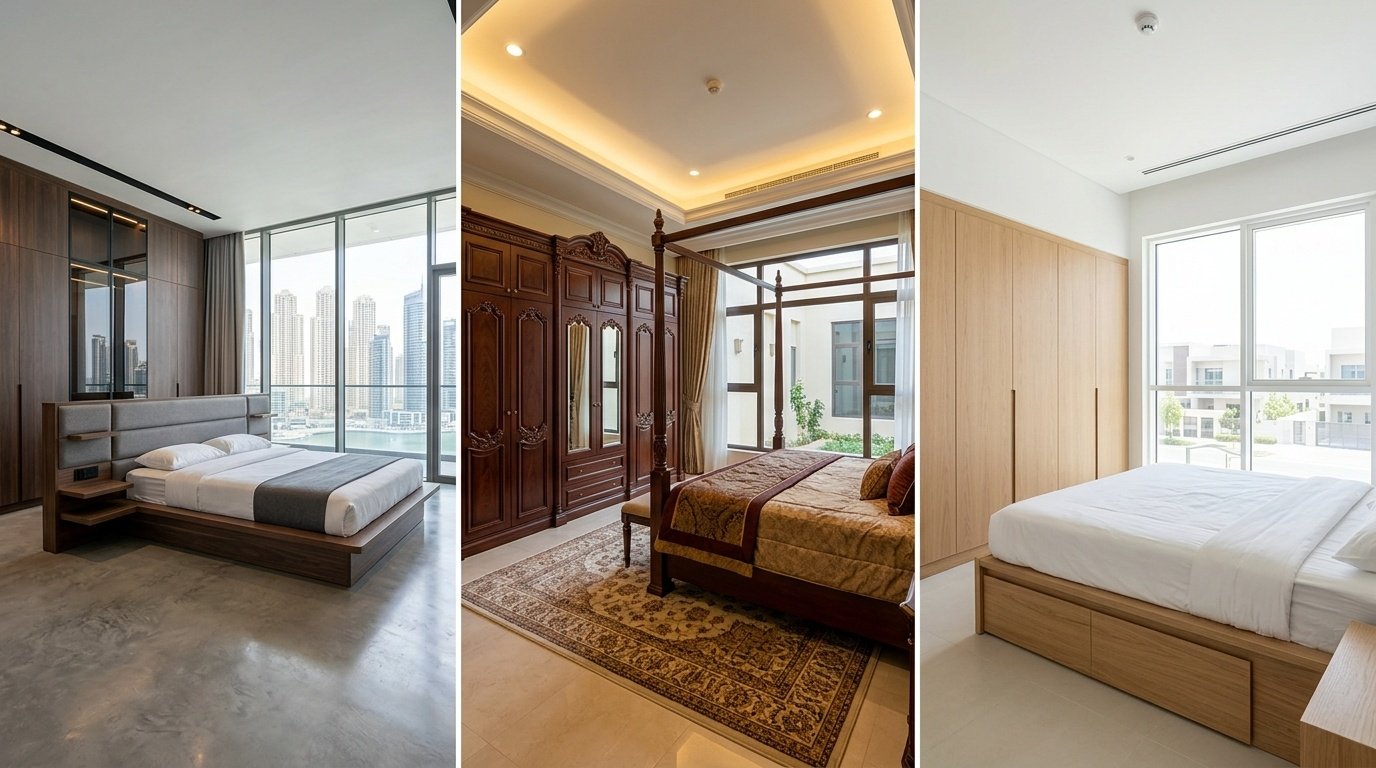 recent bedroom carpentry projects UAE wardrobes custom beds Dubai