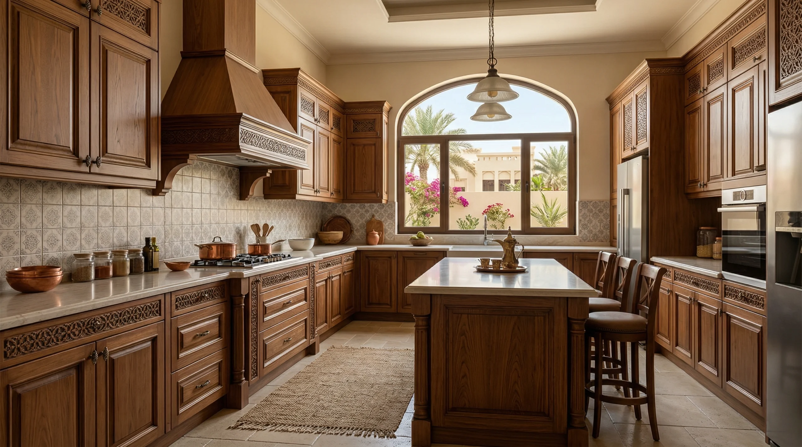 traditional Arabic kitchen cabinets Sharjah villa carpentry UAE