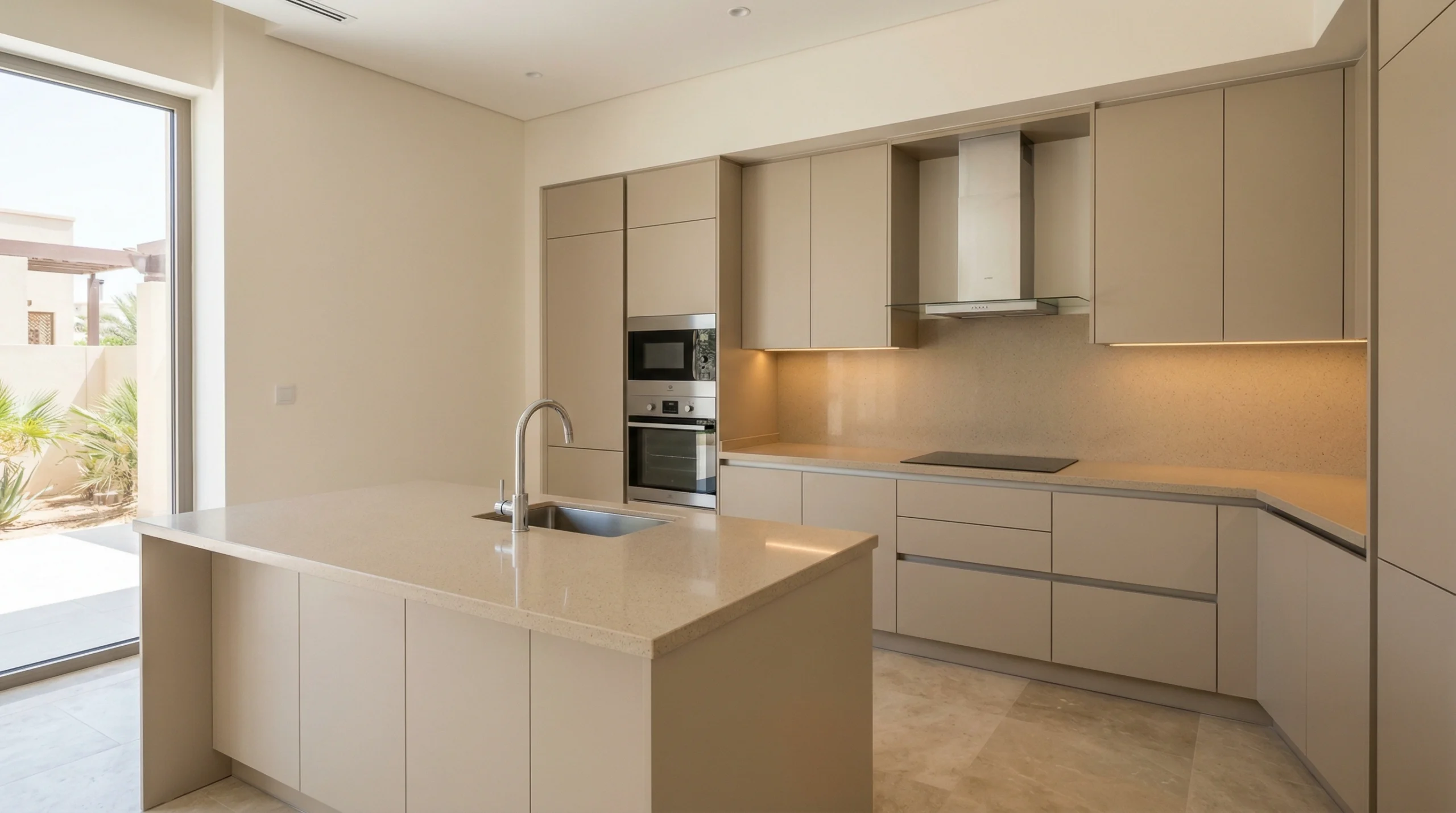 moisture resistant kitchen cabinetry Dubai villa custom carpentry UAE climate